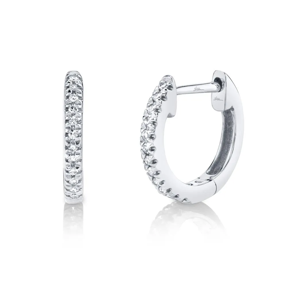 14k Gold 0.07 Ct Diamond Huggie Earring, Available in White, Rose and Yellow Gold