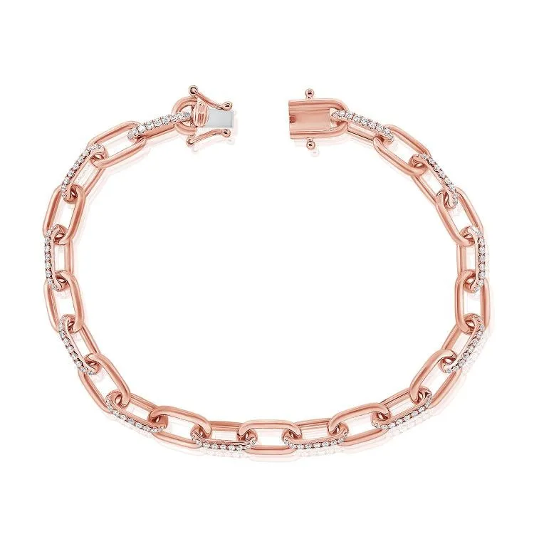 14K Gold 0.70Ct Diamond link Bracelet with 108 Diamonds, available in White, Rose and Yellow Gold