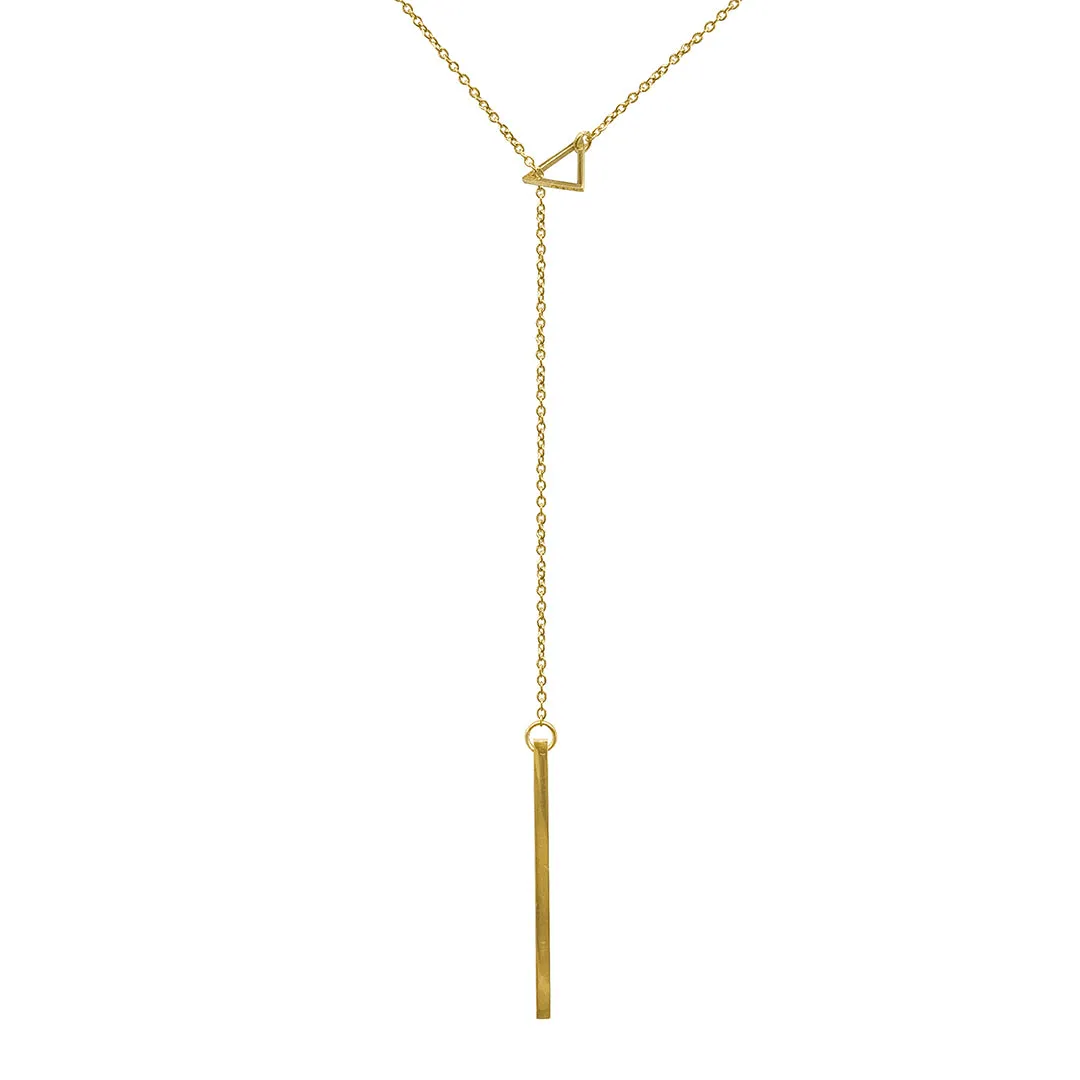 14k Gold Plated Triangle Lariat Necklace