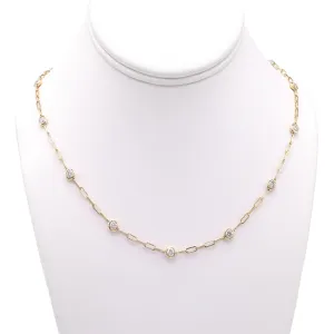 14k Yellow Gold Diamonds By The Yard Paperclip Necklace