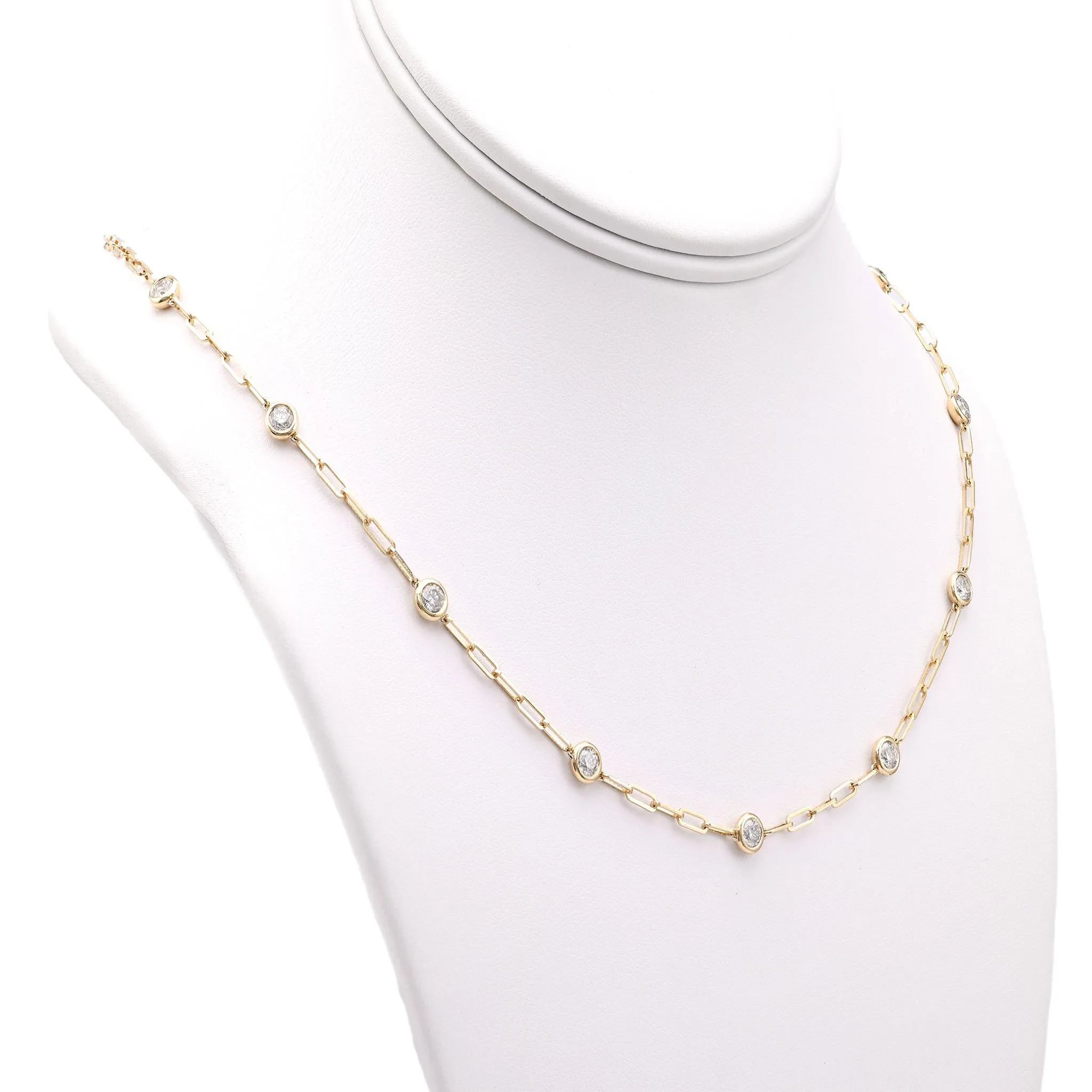 14k Yellow Gold Diamonds By The Yard Paperclip Necklace