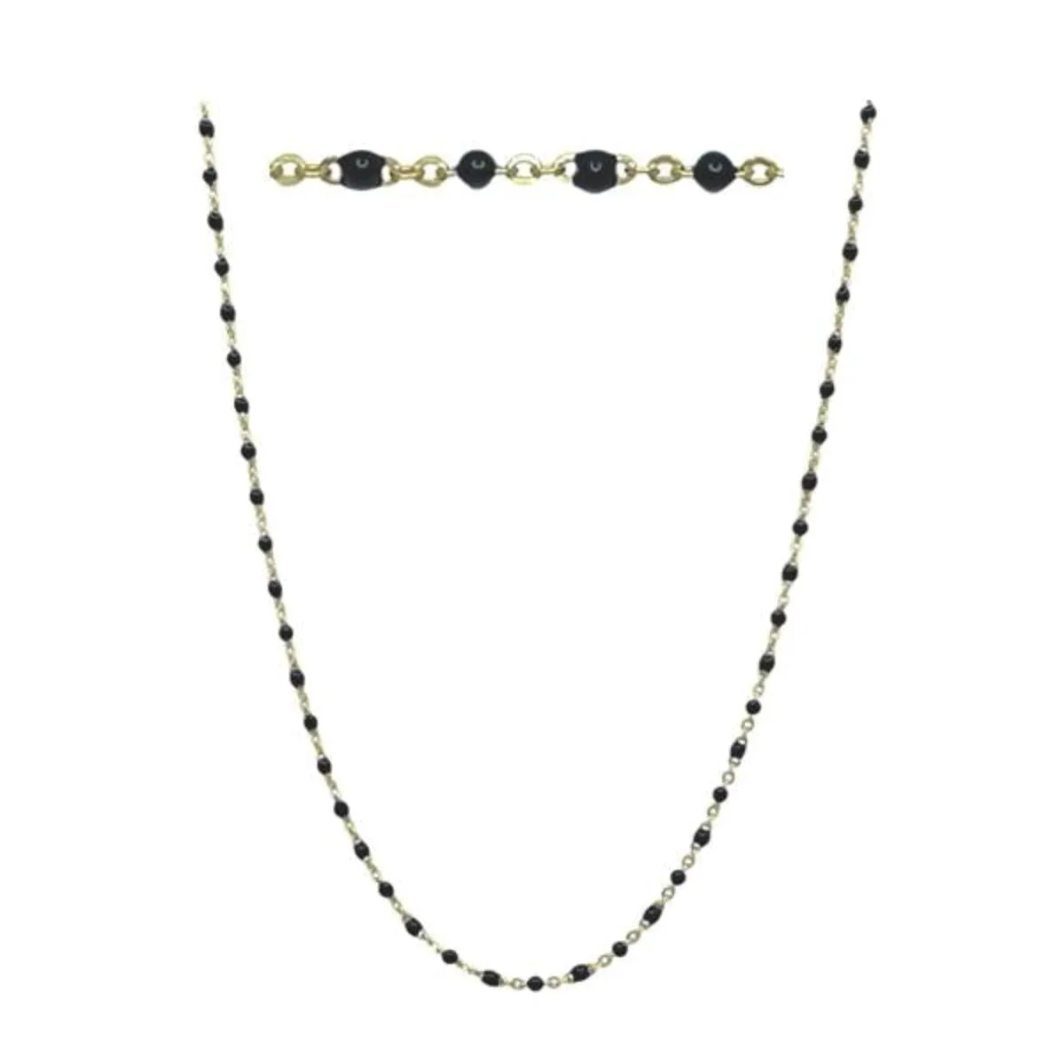 2mm Enamel Beaded Necklace: Black Vermeil or Plated (_NG7004X)