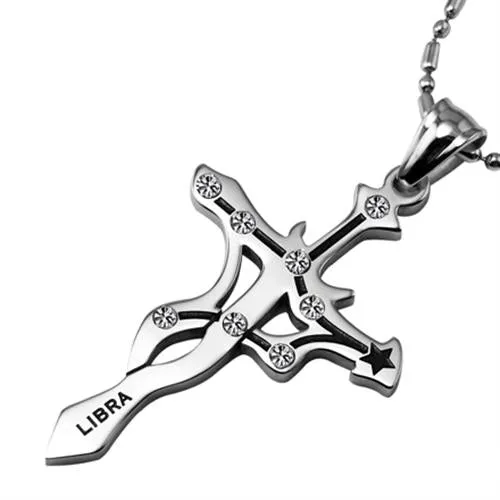 7SEAS Fashion 12 Zodiac Signs Constellations Pendants Necklace Stainless Steel Austrian Crystal Jewelry For Women and Man,JM435