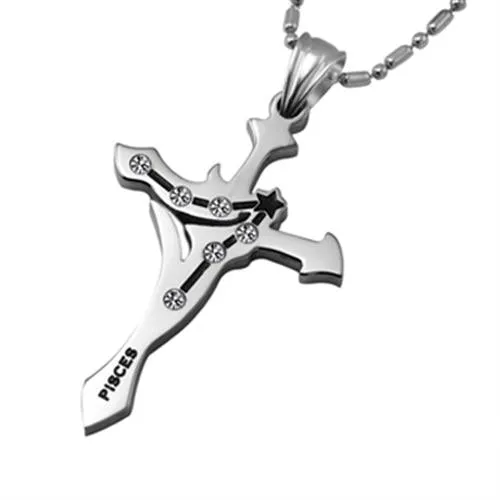 7SEAS Fashion 12 Zodiac Signs Constellations Pendants Necklace Stainless Steel Austrian Crystal Jewelry For Women and Man,JM435