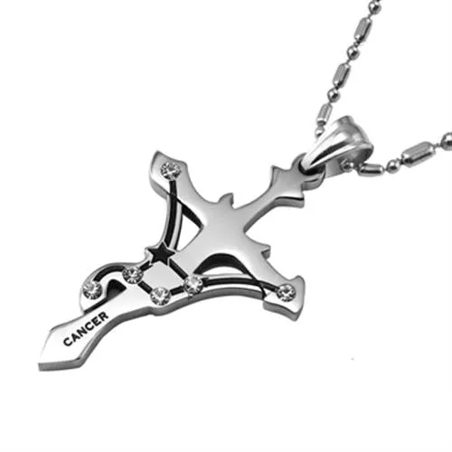 7SEAS Fashion 12 Zodiac Signs Constellations Pendants Necklace Stainless Steel Austrian Crystal Jewelry For Women and Man,JM435