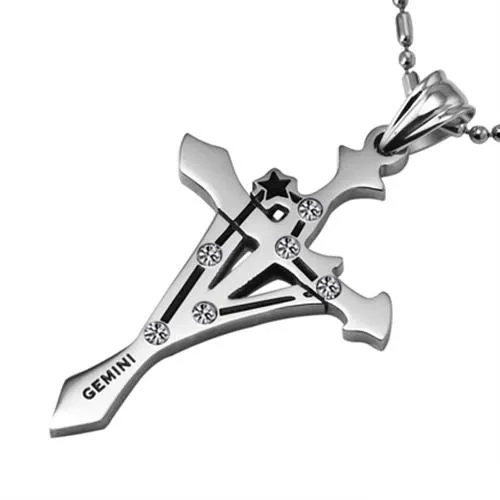 7SEAS Fashion 12 Zodiac Signs Constellations Pendants Necklace Stainless Steel Austrian Crystal Jewelry For Women and Man,JM435