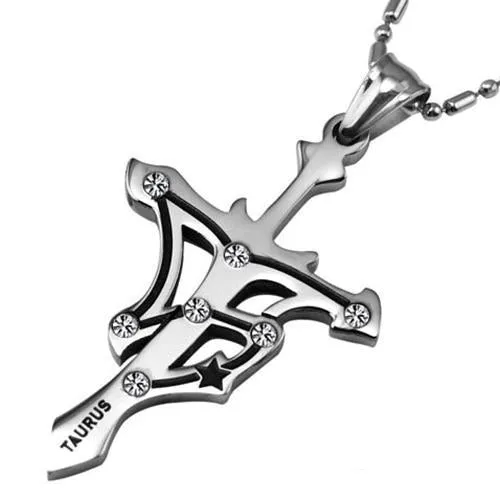 7SEAS Fashion 12 Zodiac Signs Constellations Pendants Necklace Stainless Steel Austrian Crystal Jewelry For Women and Man,JM435