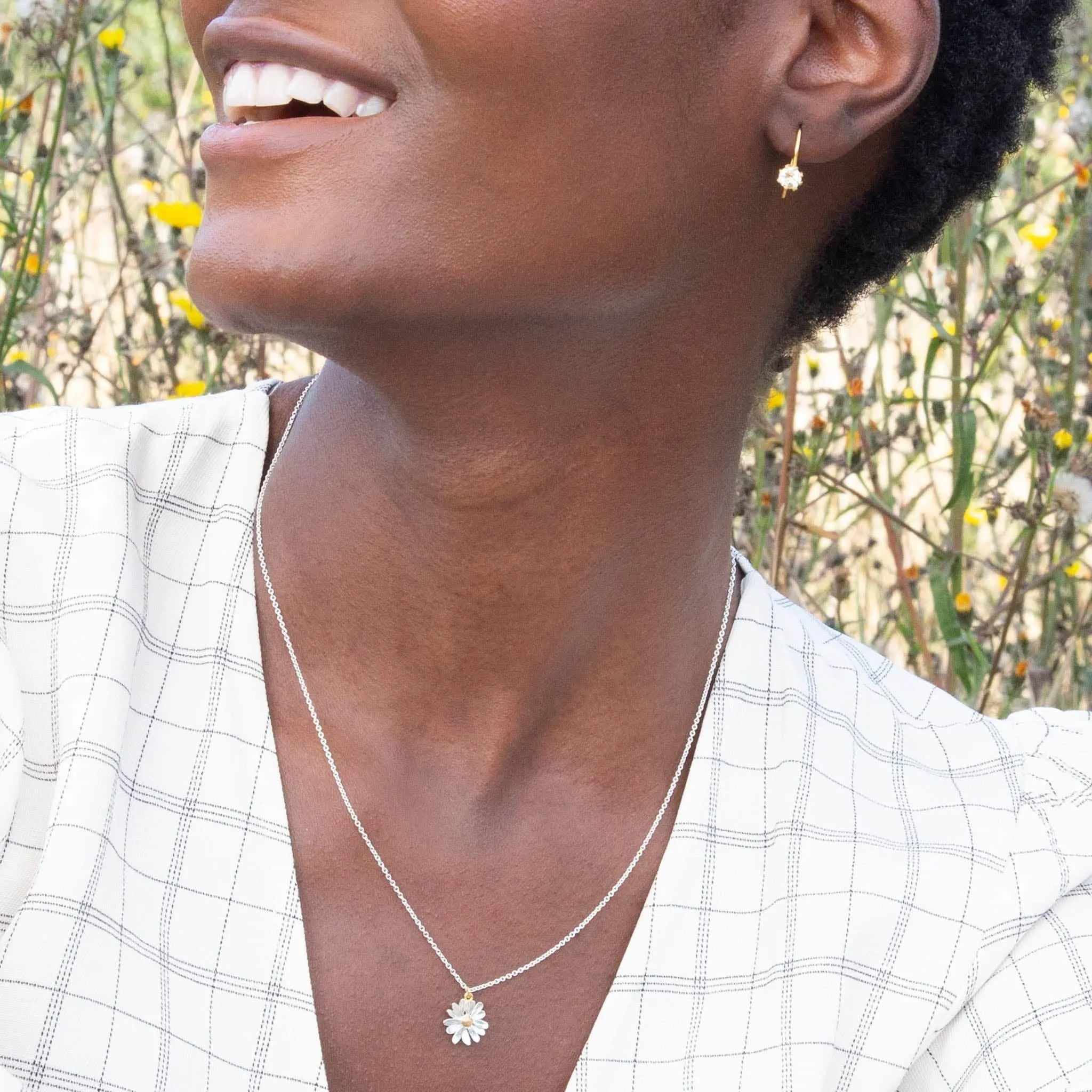 Alex Monroe Silver and Gold Daisy Necklace