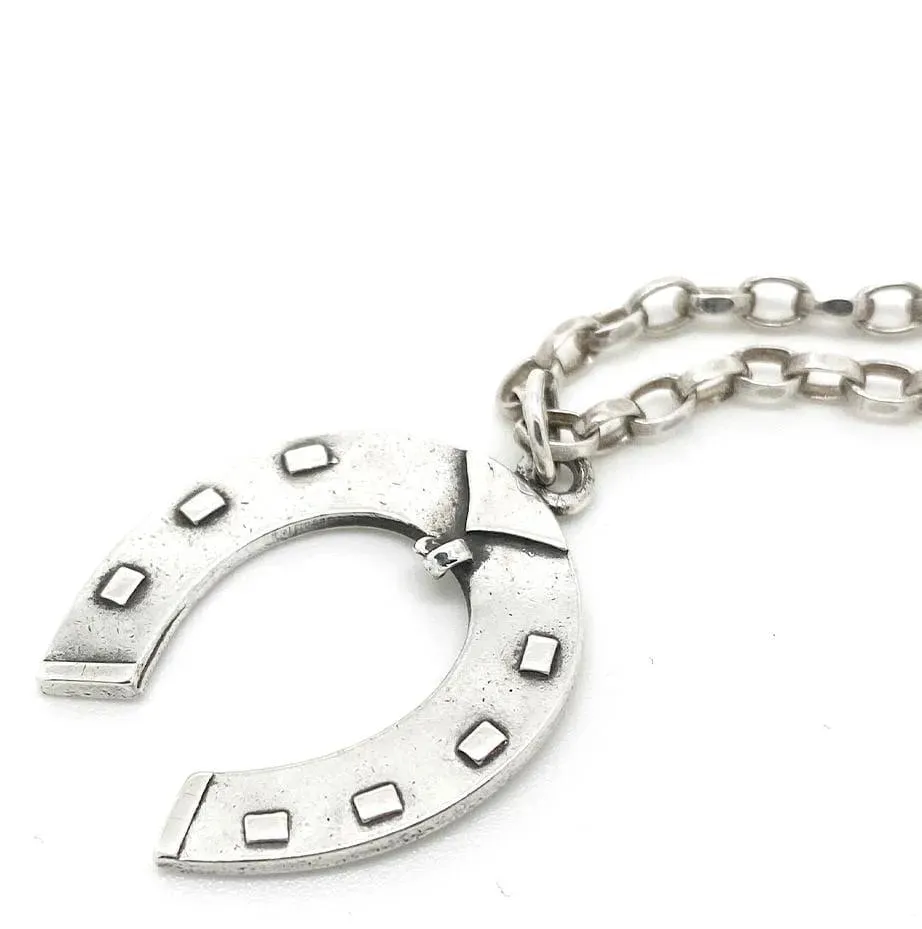 Antique Victorian 1898 Silver Horseshoe Necklace