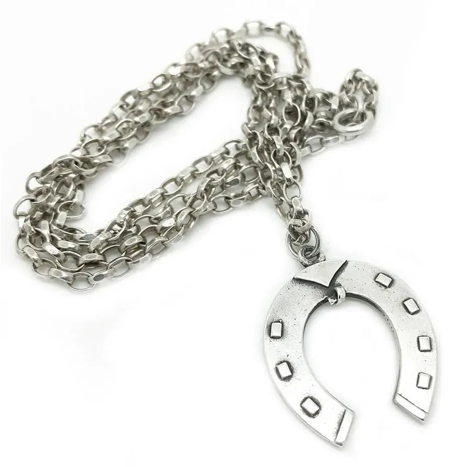 Antique Victorian 1898 Silver Horseshoe Necklace