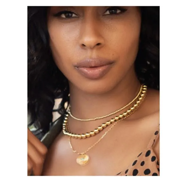 Beaded Necklace: 8mm Beaded: Gold Plated (NG460/8)