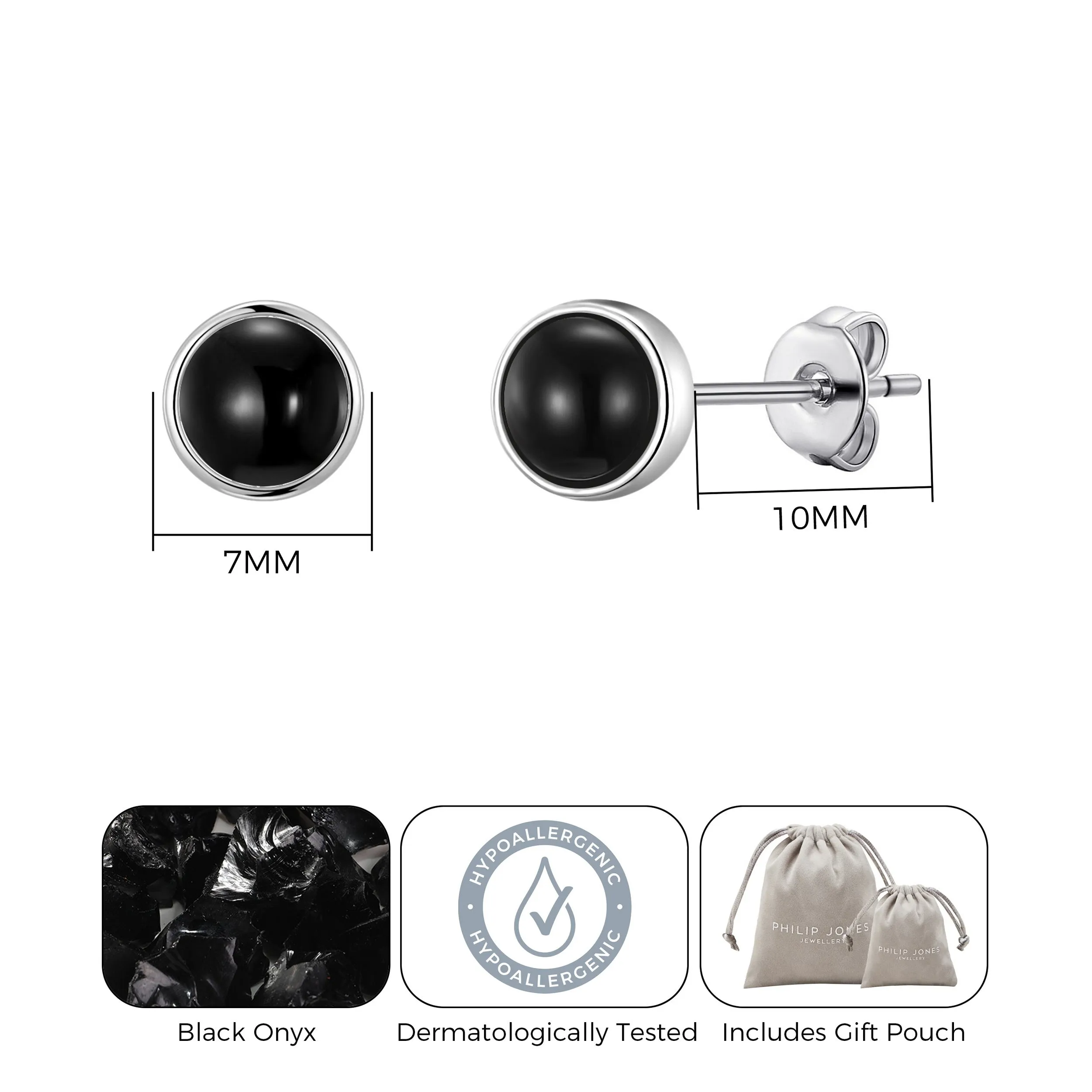 Black Onyx Stud Earrings