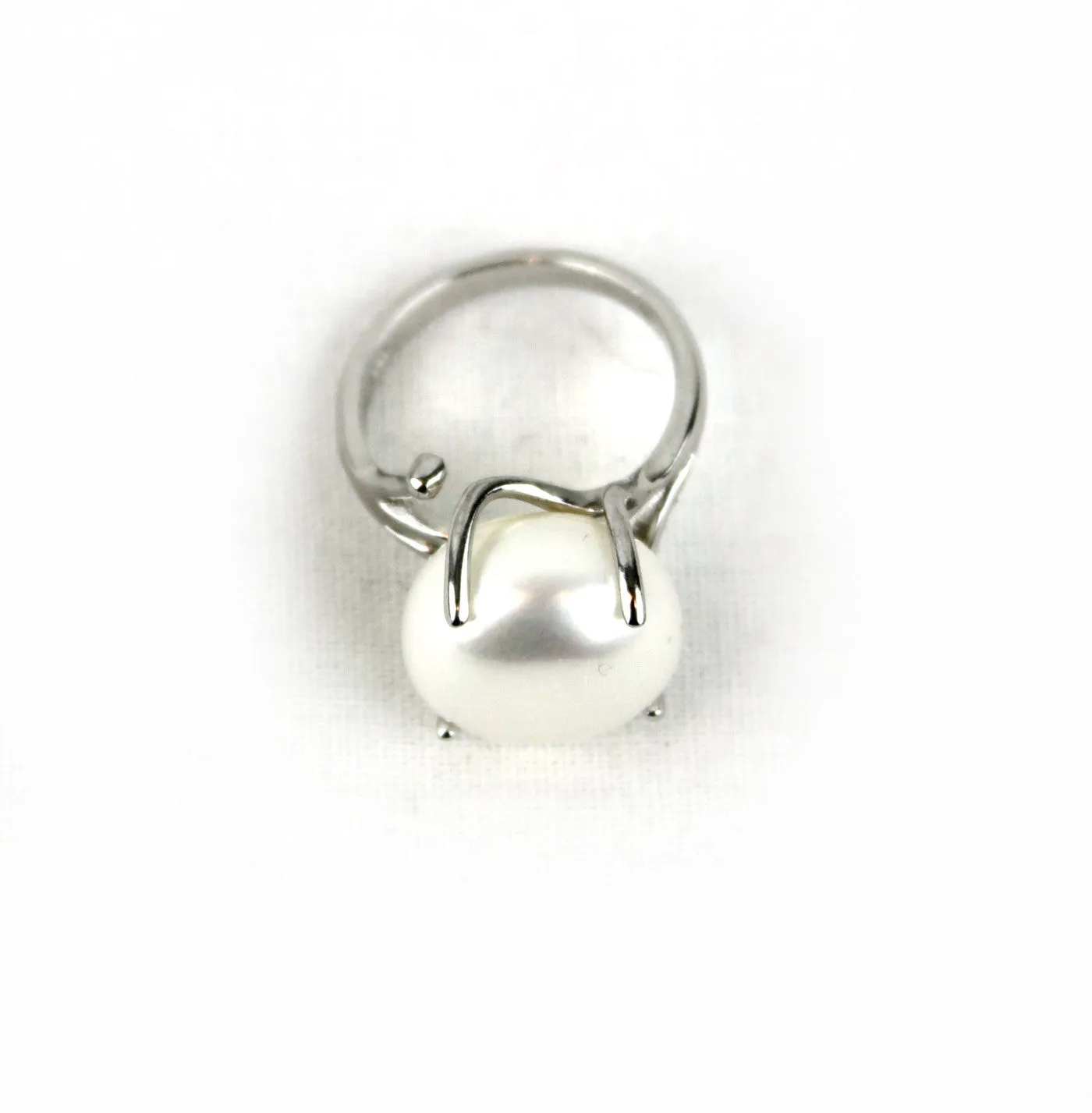 Bold Genuine Pearl Sterling Silver Ring