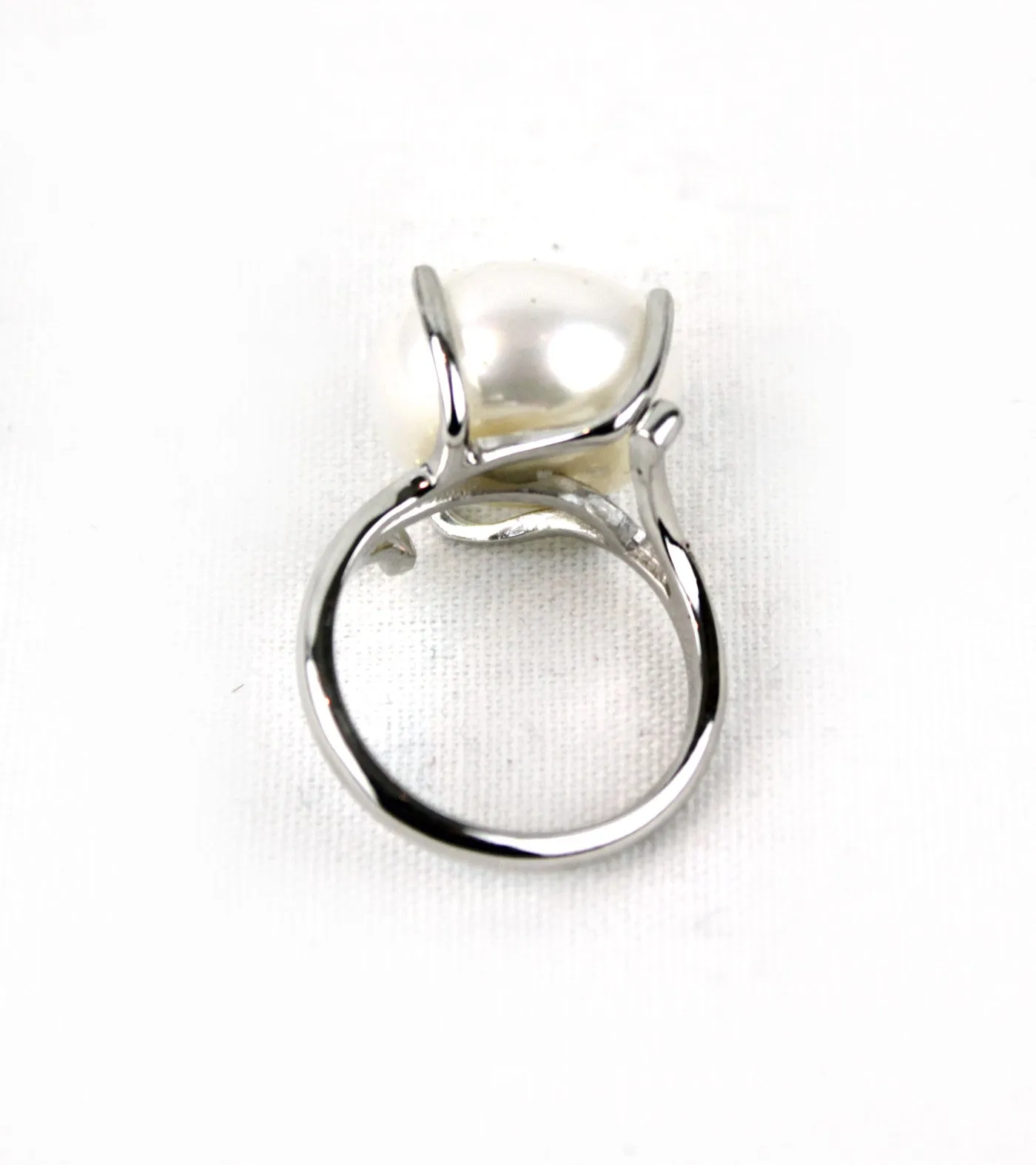 Bold Genuine Pearl Sterling Silver Ring