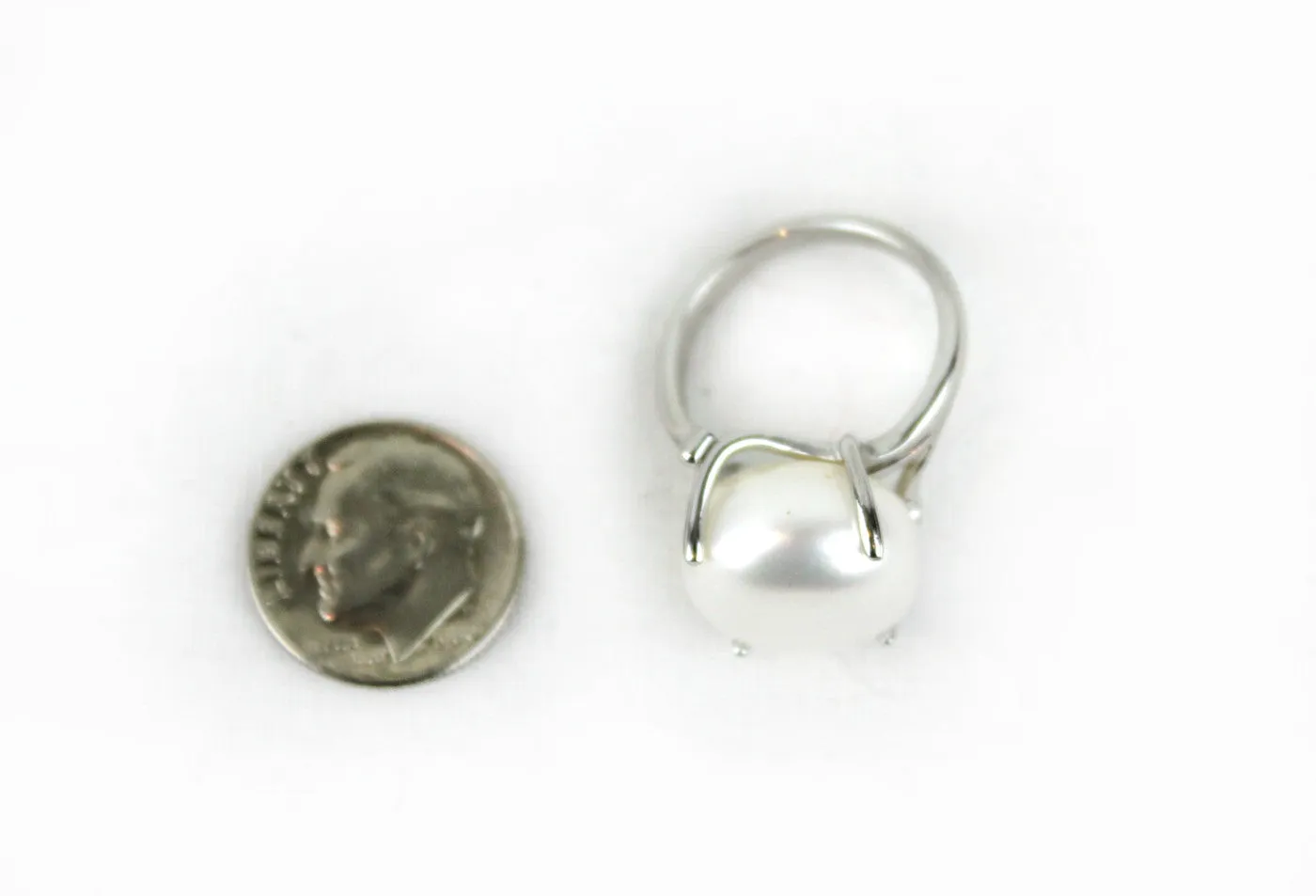 Bold Genuine Pearl Sterling Silver Ring