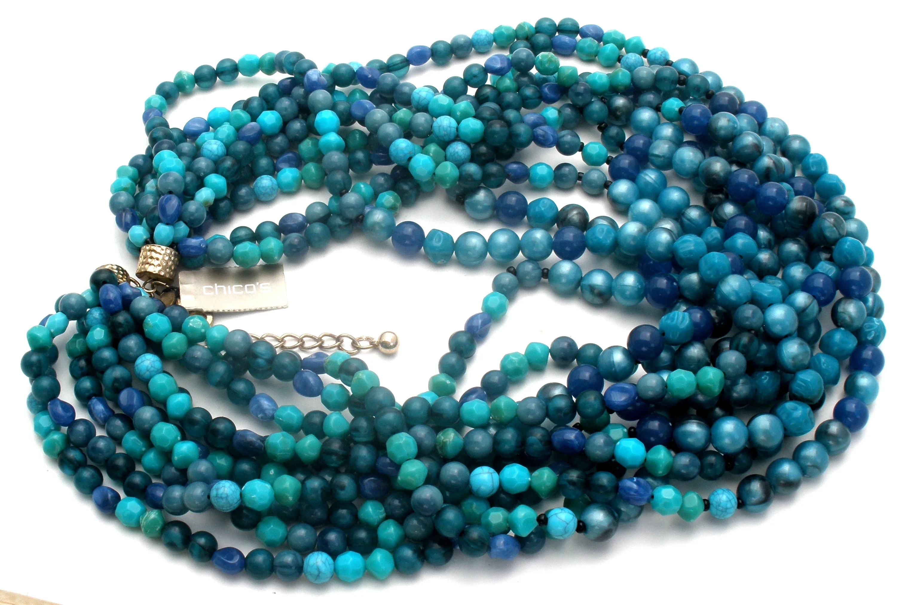Chico's Multi Strand Blue Lucite Bead Necklace