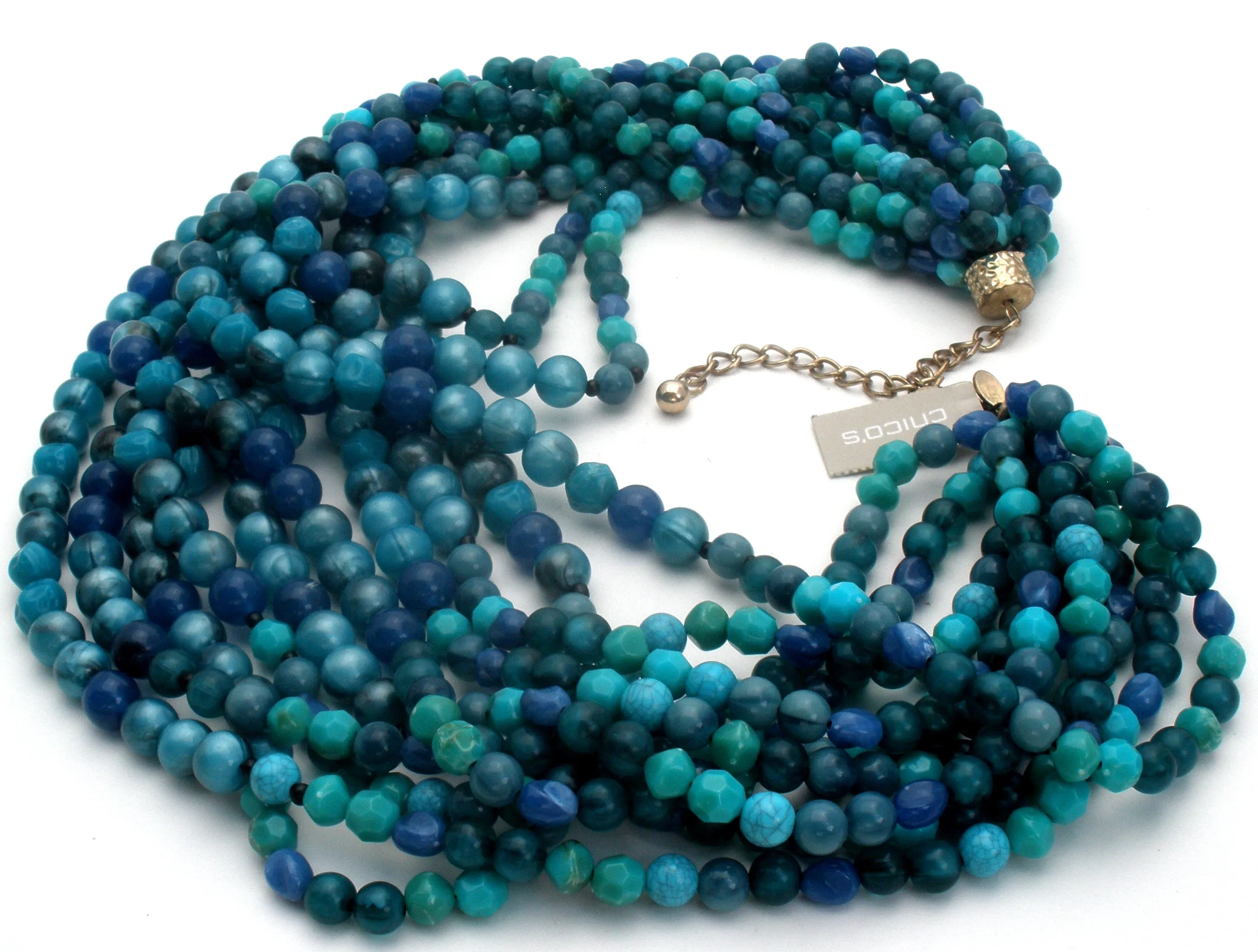 Chico's Multi Strand Blue Lucite Bead Necklace