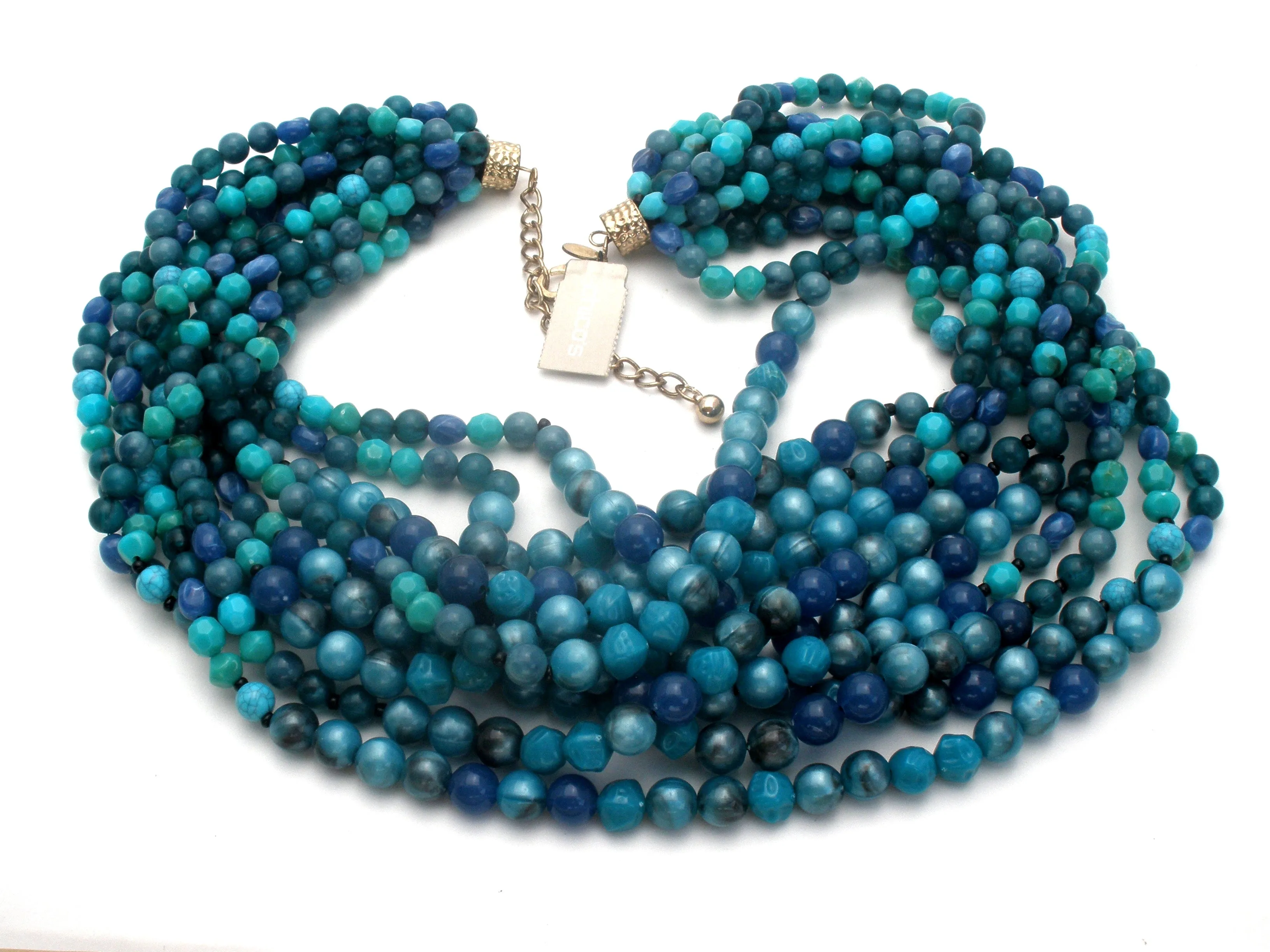 Chico's Multi Strand Blue Lucite Bead Necklace