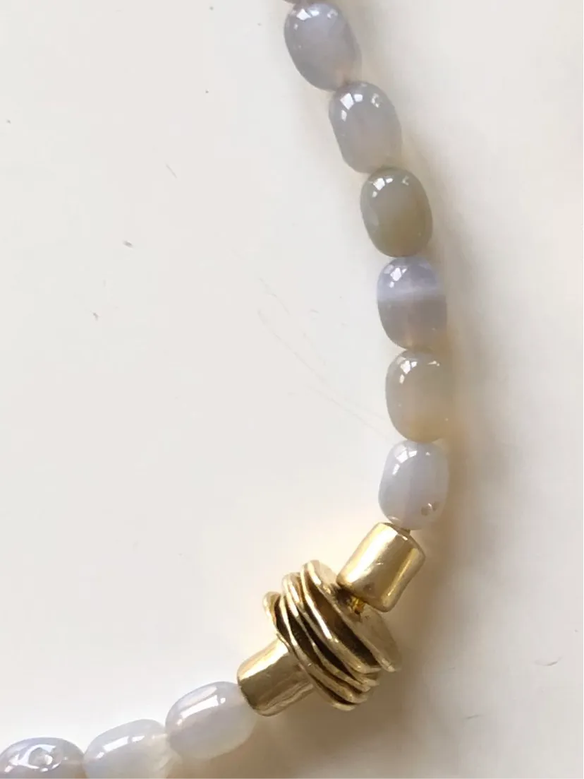 COLLANA -BLUE CHALCEDONY   BRASS BEADS