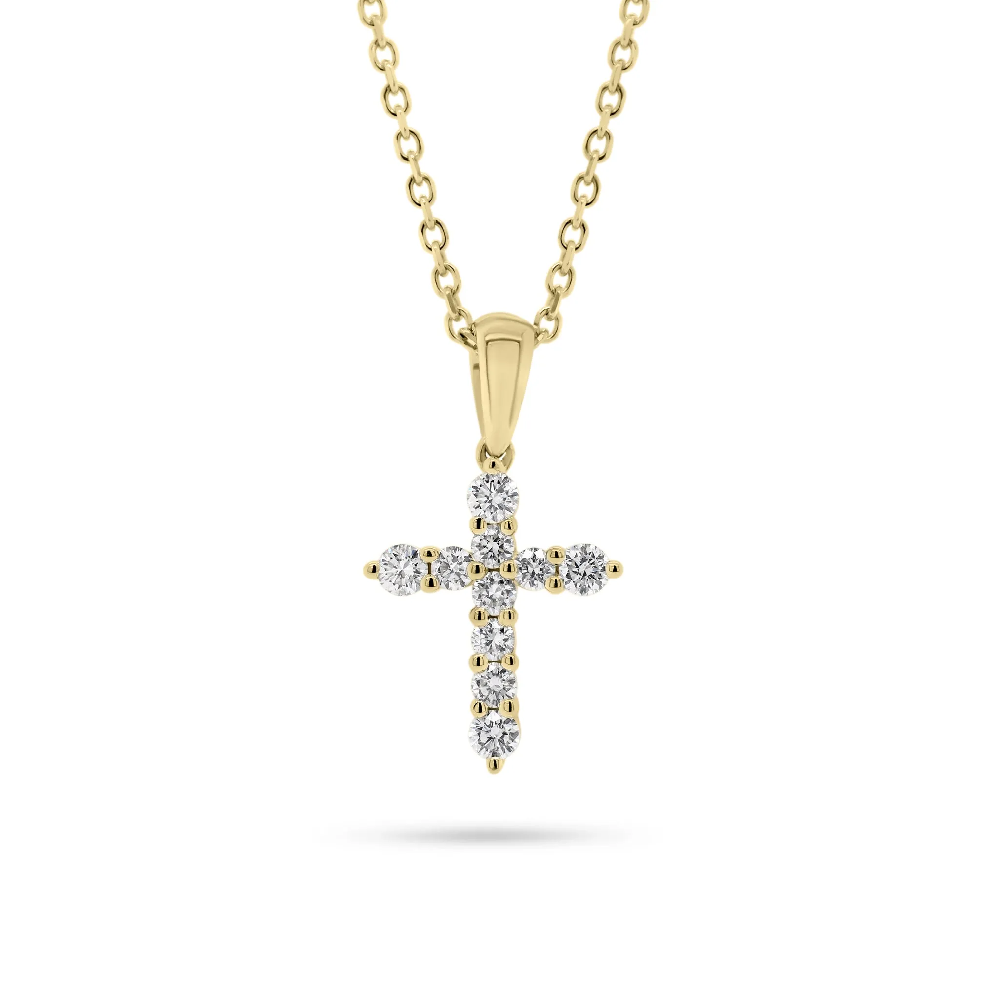 Diamond 10-Stone Small Cross Pendant