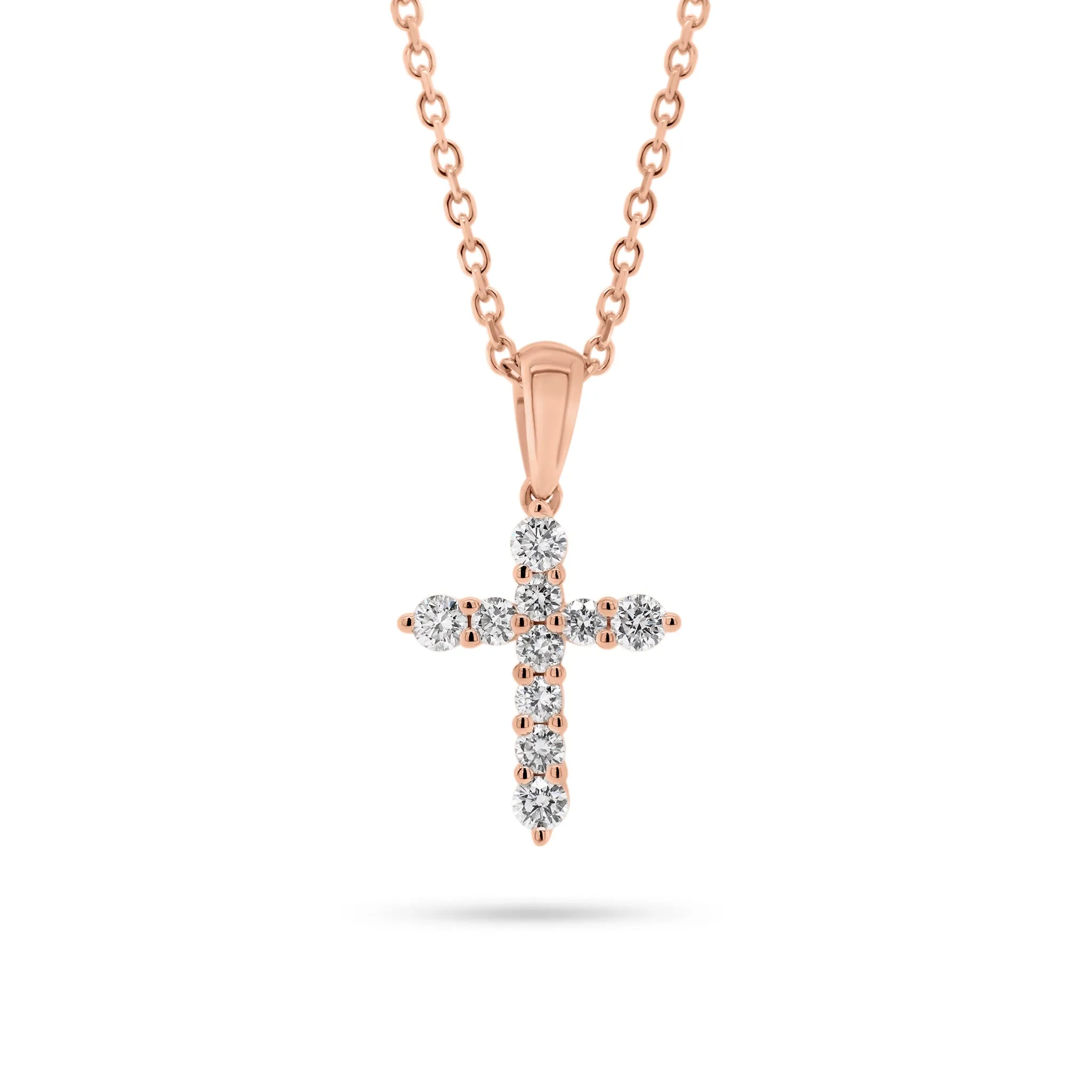 Diamond 10-Stone Small Cross Pendant