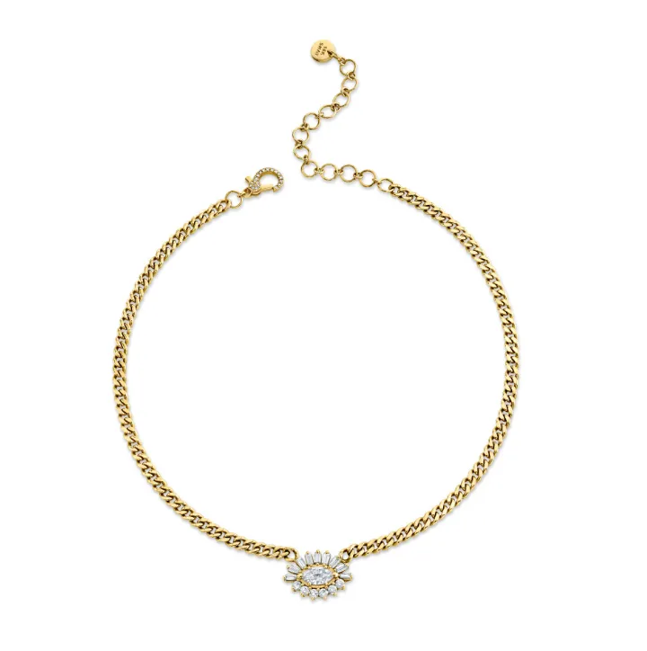 DIAMOND EVIL EYE BABY LINK NECKLACE