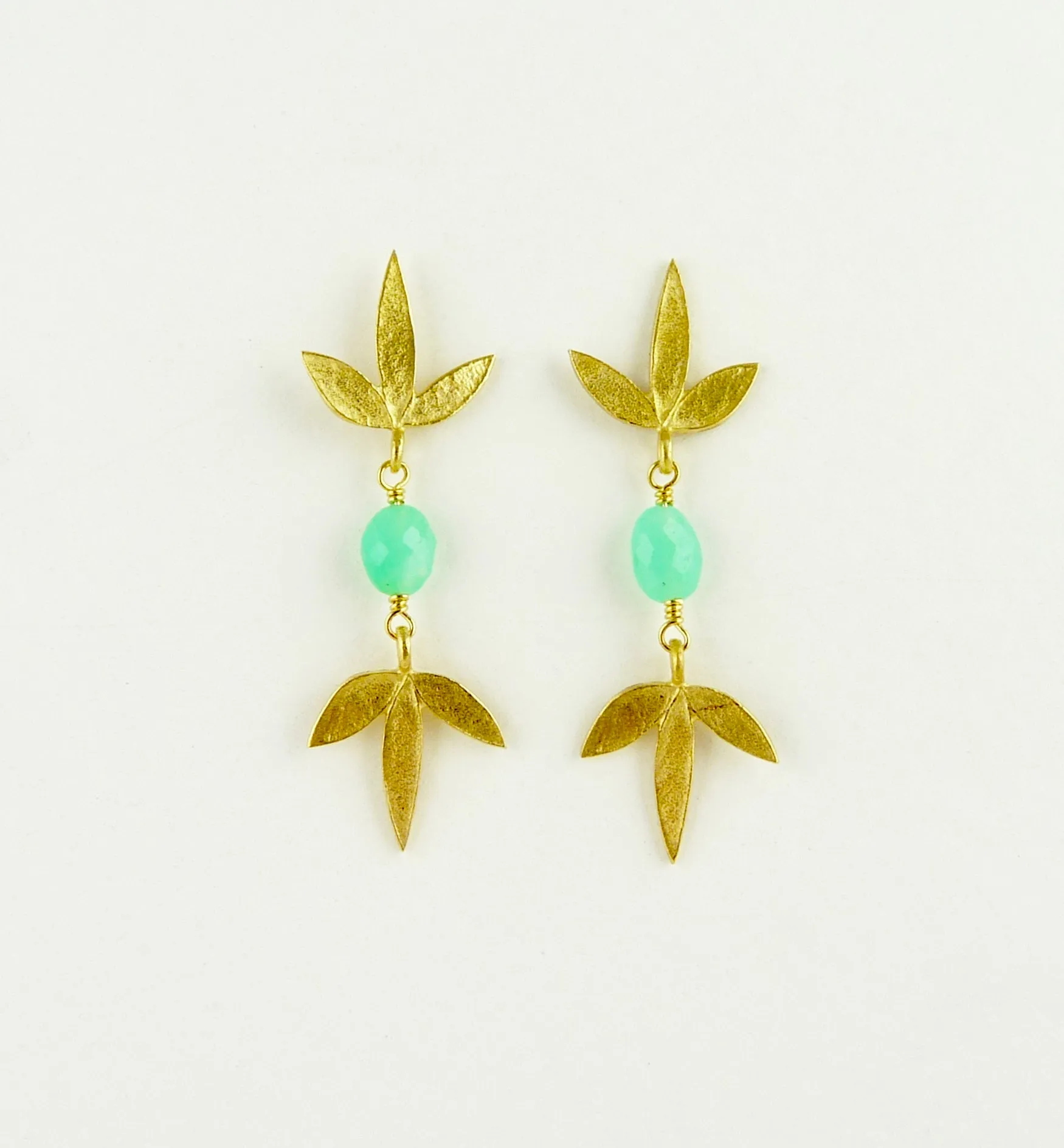 Double Claudia Flower Earrings with Chrysoprase