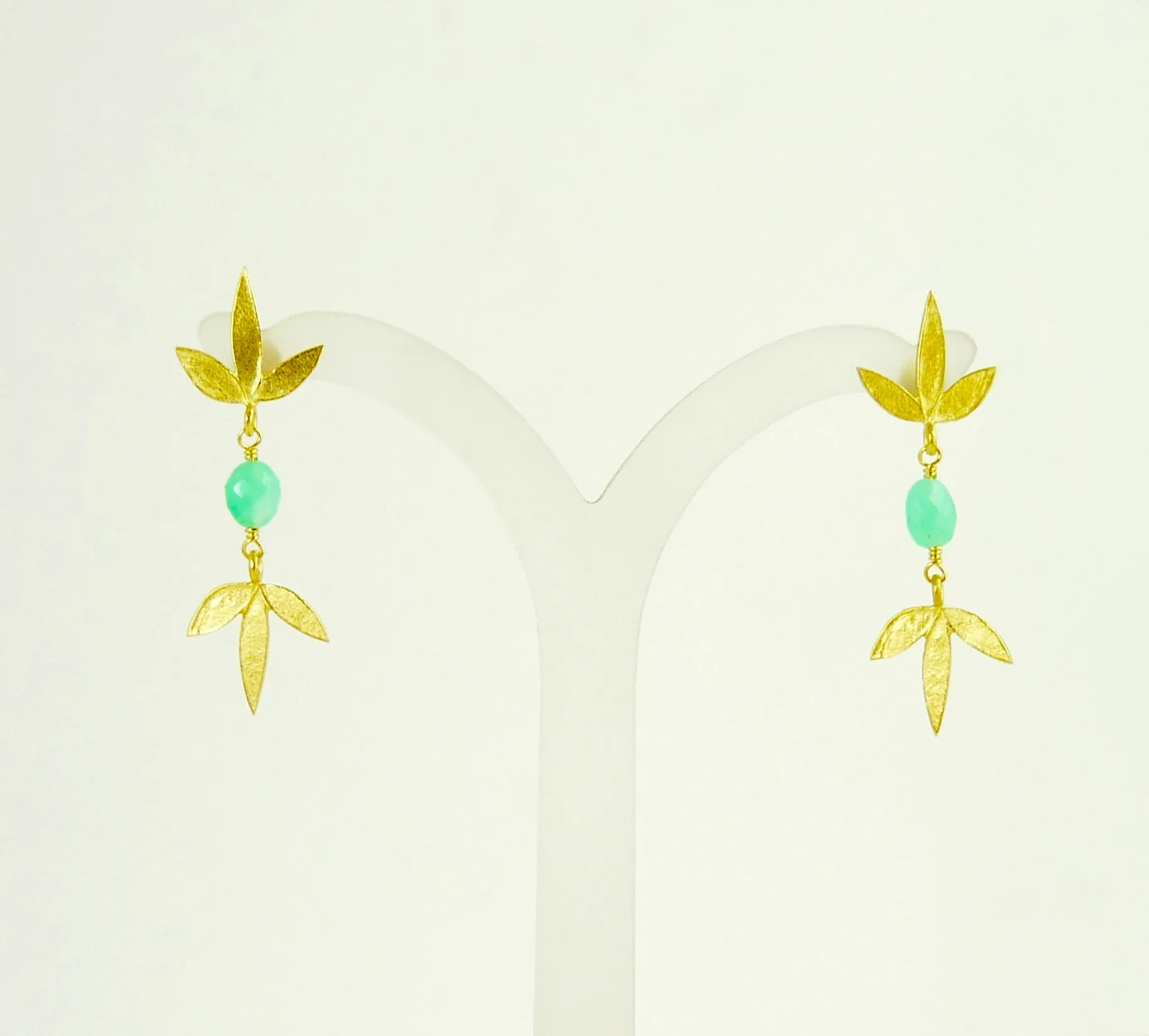 Double Claudia Flower Earrings with Chrysoprase