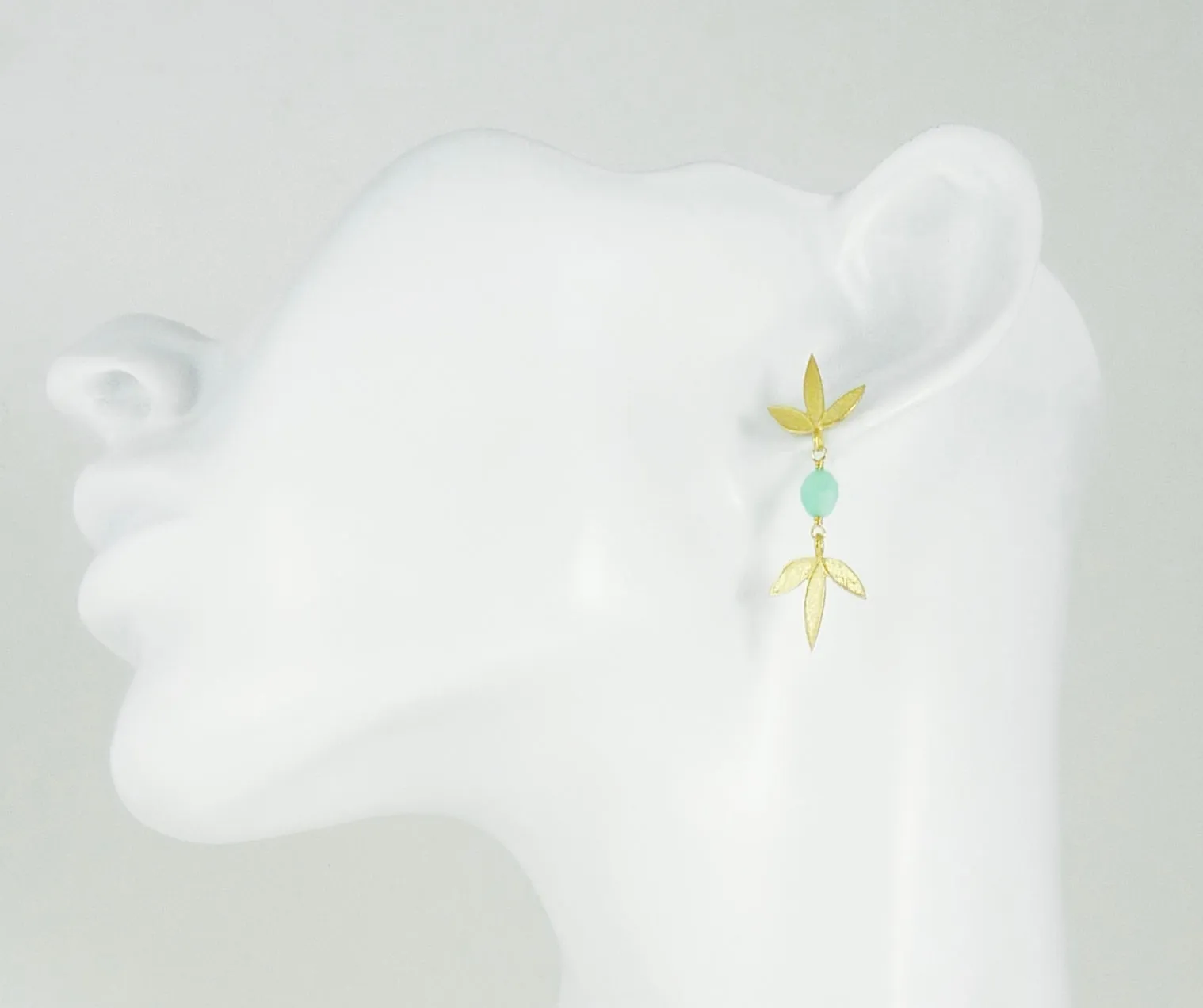 Double Claudia Flower Earrings with Chrysoprase