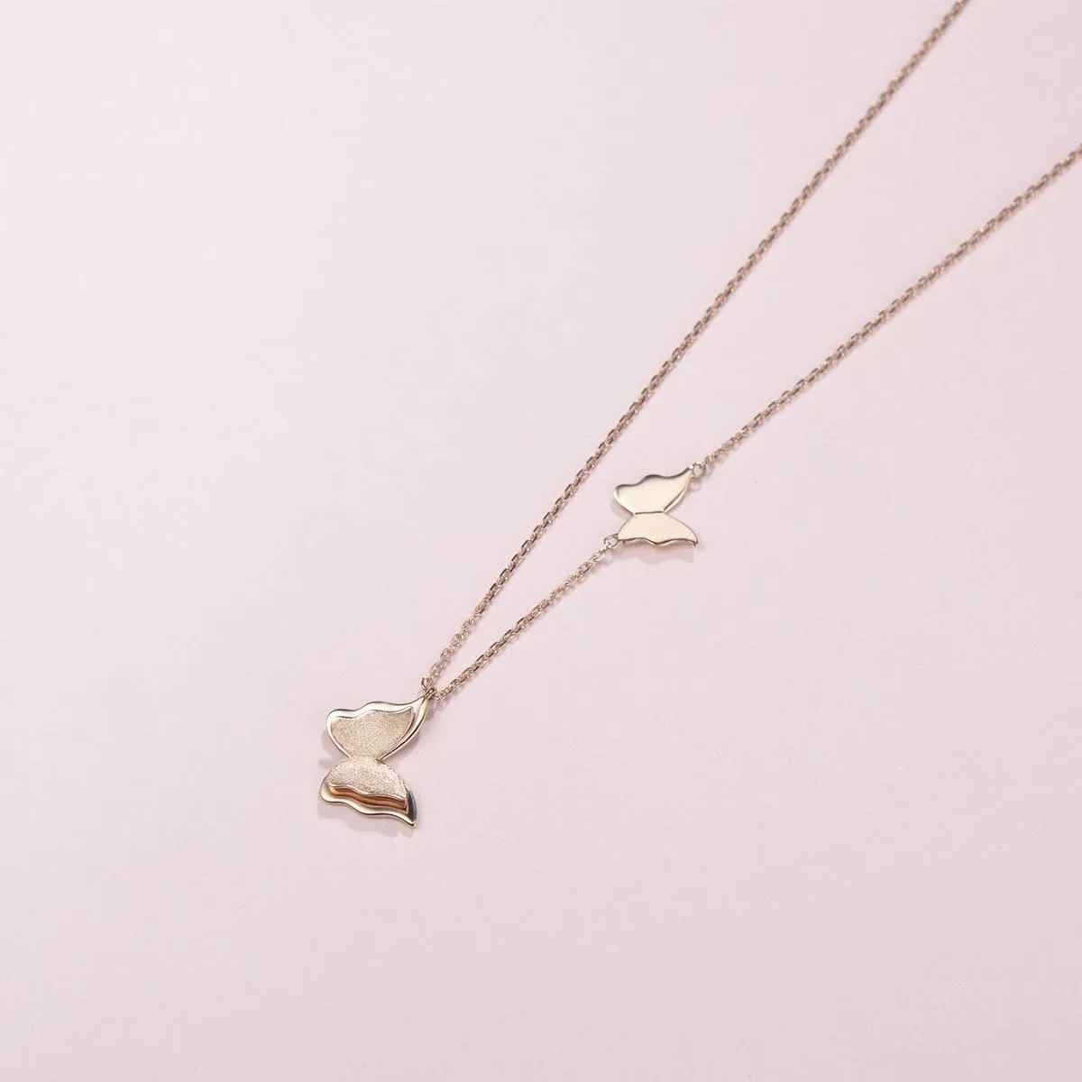 FANCIME "Twinkling Kiss" Butterfly 14K Rose Gold Necklace