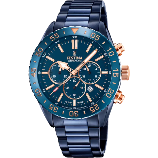Festina Ceramic Chronograph Mens Watch I Model F20576/1 Quartz Movement