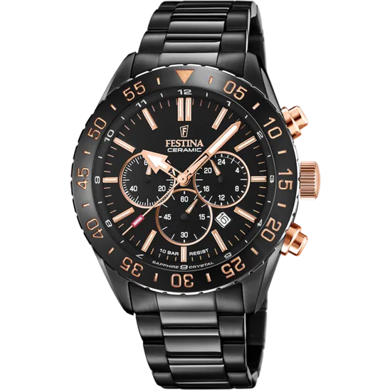 Festina Ceramic Chronograph Mens Watch I Model F20577/1 Quartz Movement