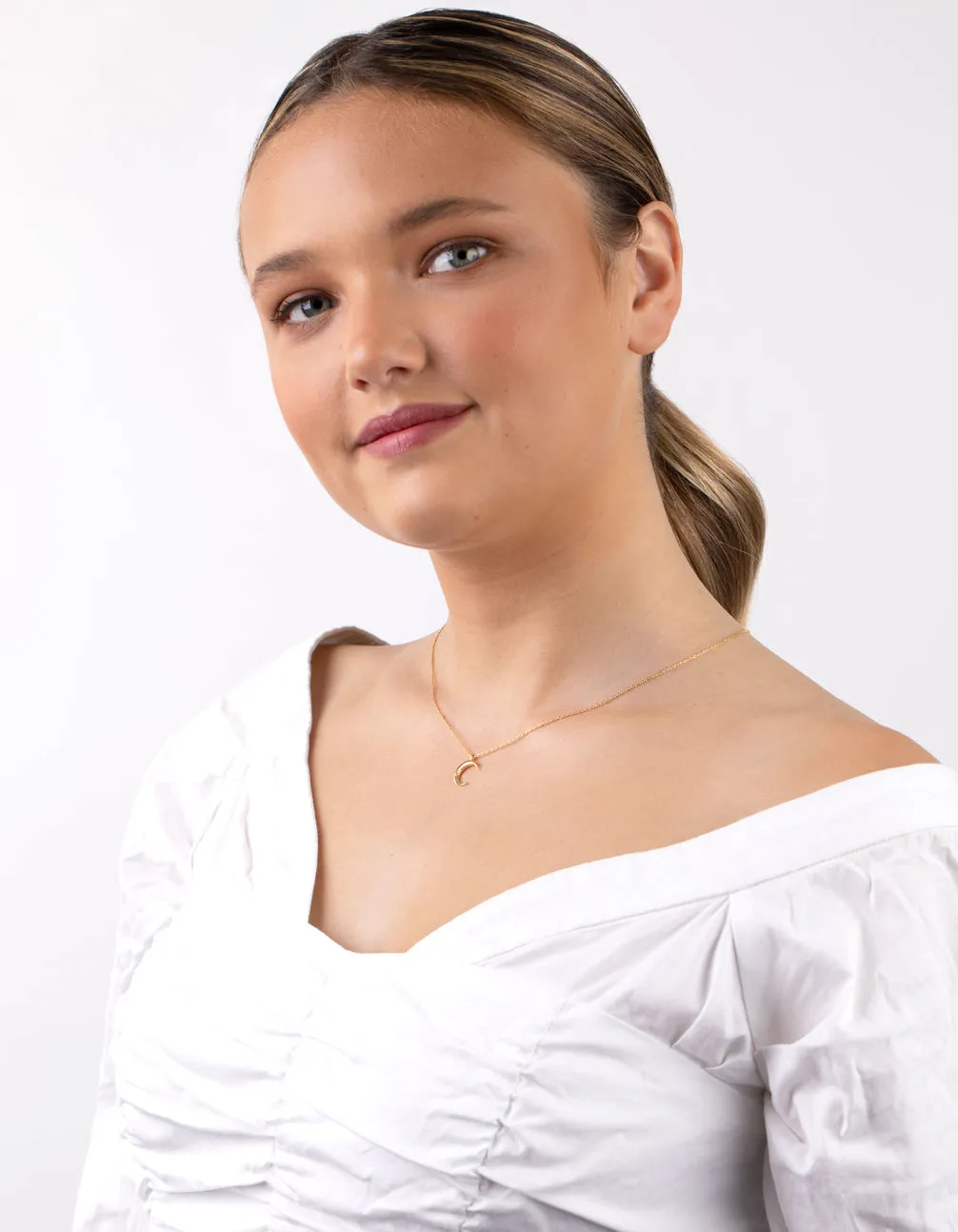 Gold Plated Sterling Silver Crescent Moon Necklace