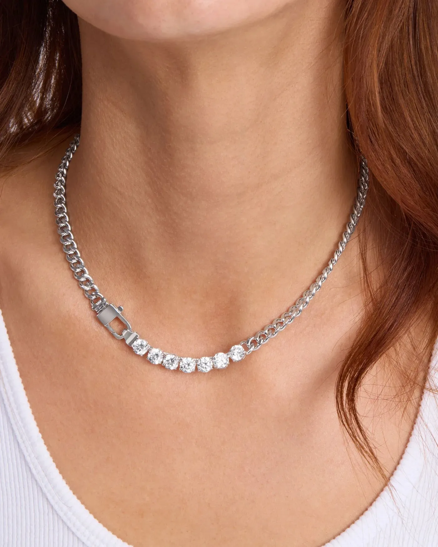 Julian Loves Diamonds Necklace 18" Silver|White Diamondettes