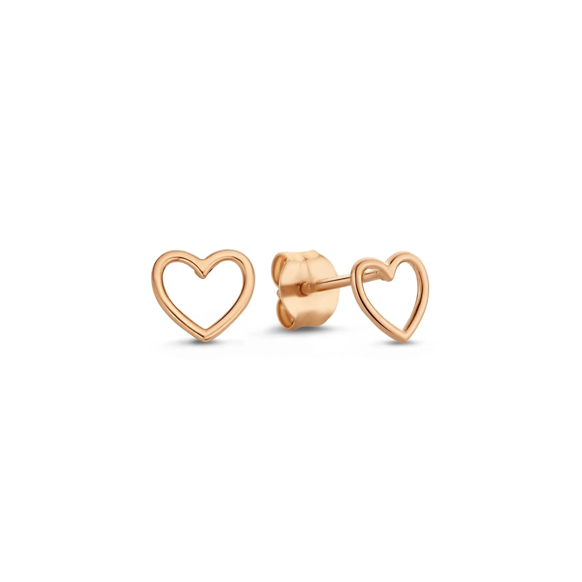 La Concorde Amore 14 karat rose gold ear studs with heart