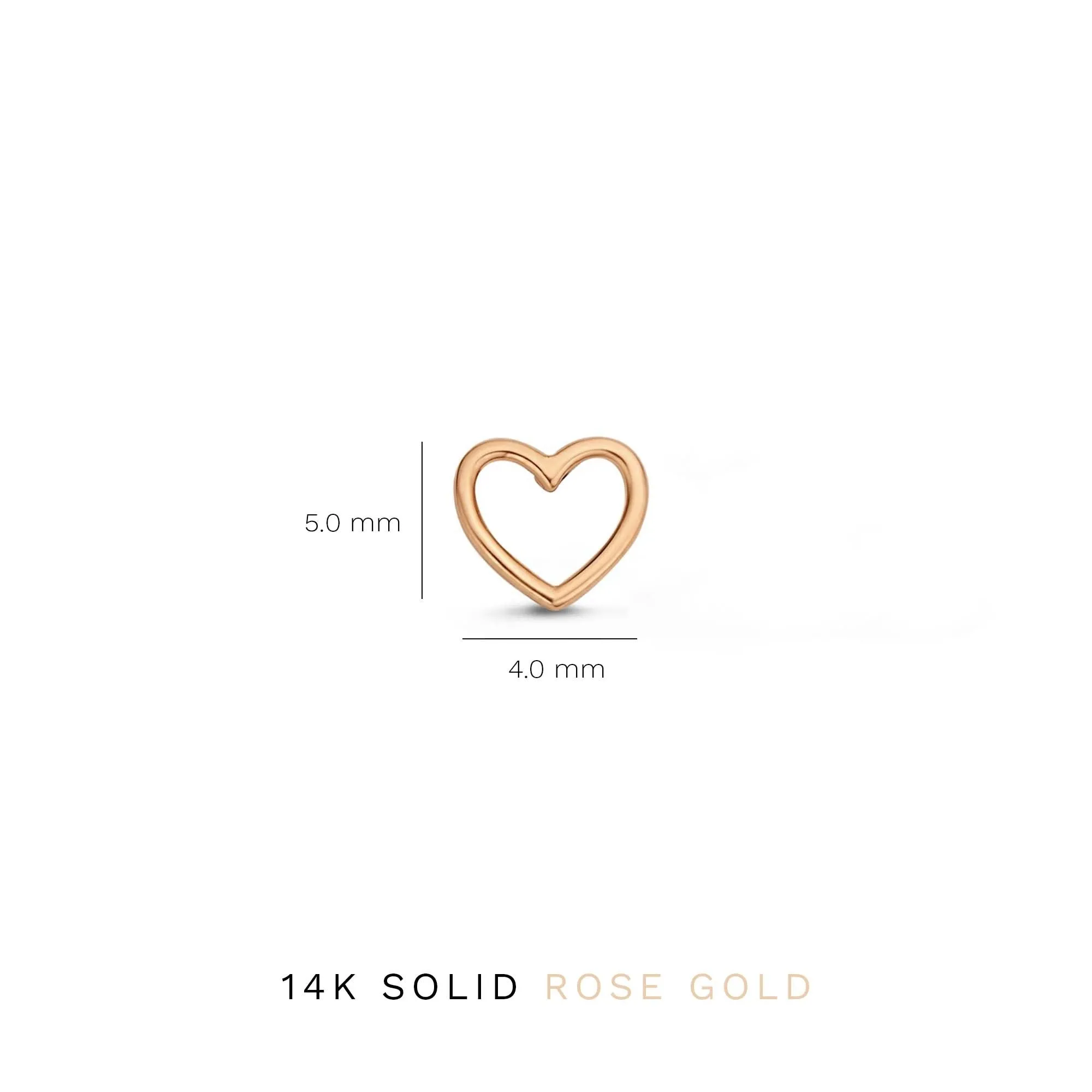 La Concorde Amore 14 karat rose gold ear studs with heart