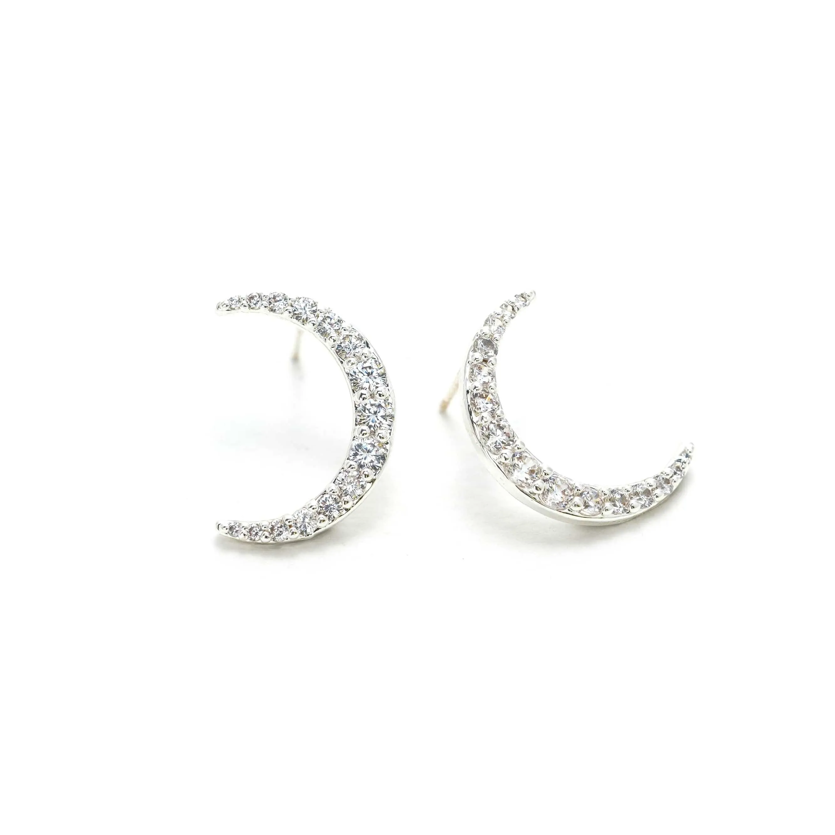 Lune Moon Stud Earrings Silver