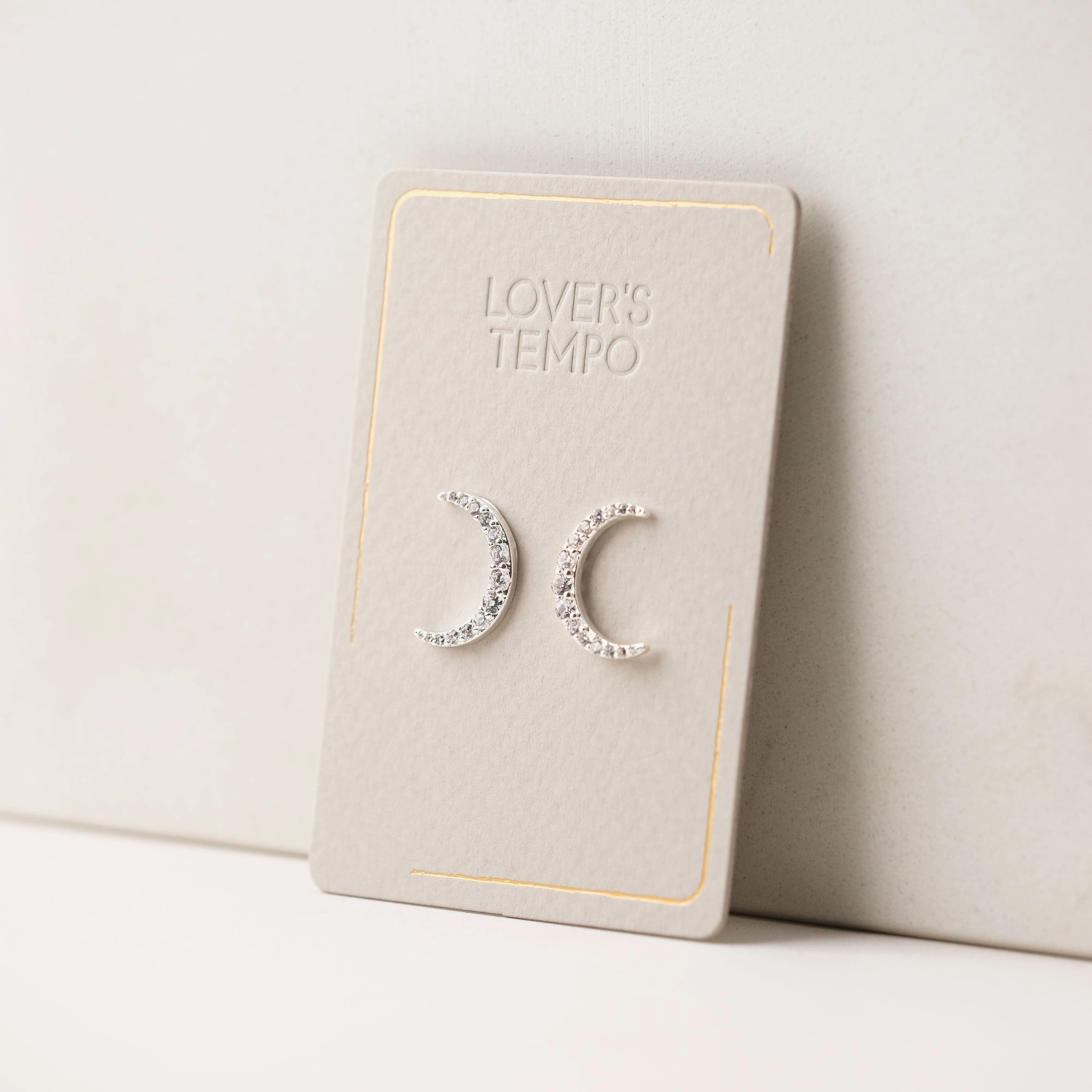 Lune Moon Stud Earrings Silver