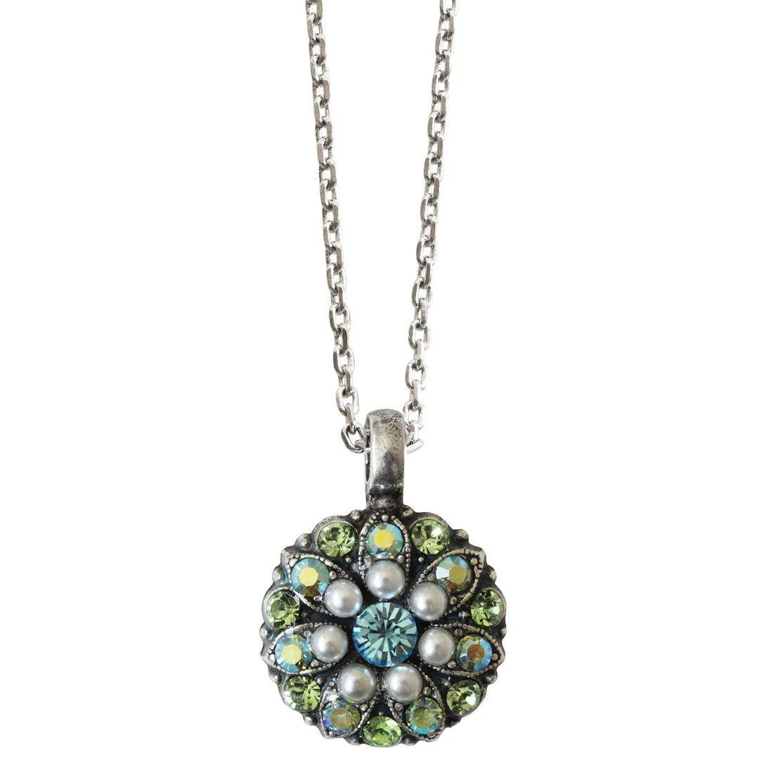 Mariana "Green Blue Pearl" Guardian Angel Silver Plated Pendant Crystal Necklace, 5212 84