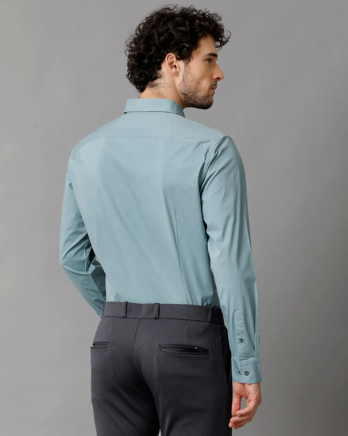 Men' Poplin Stretch Smoke Blue Shirt