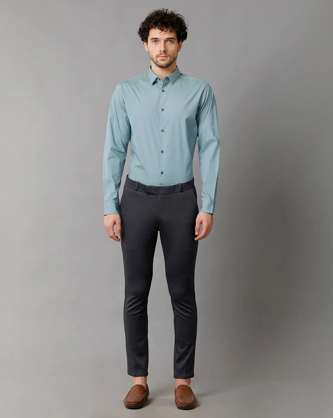 Men' Poplin Stretch Smoke Blue Shirt