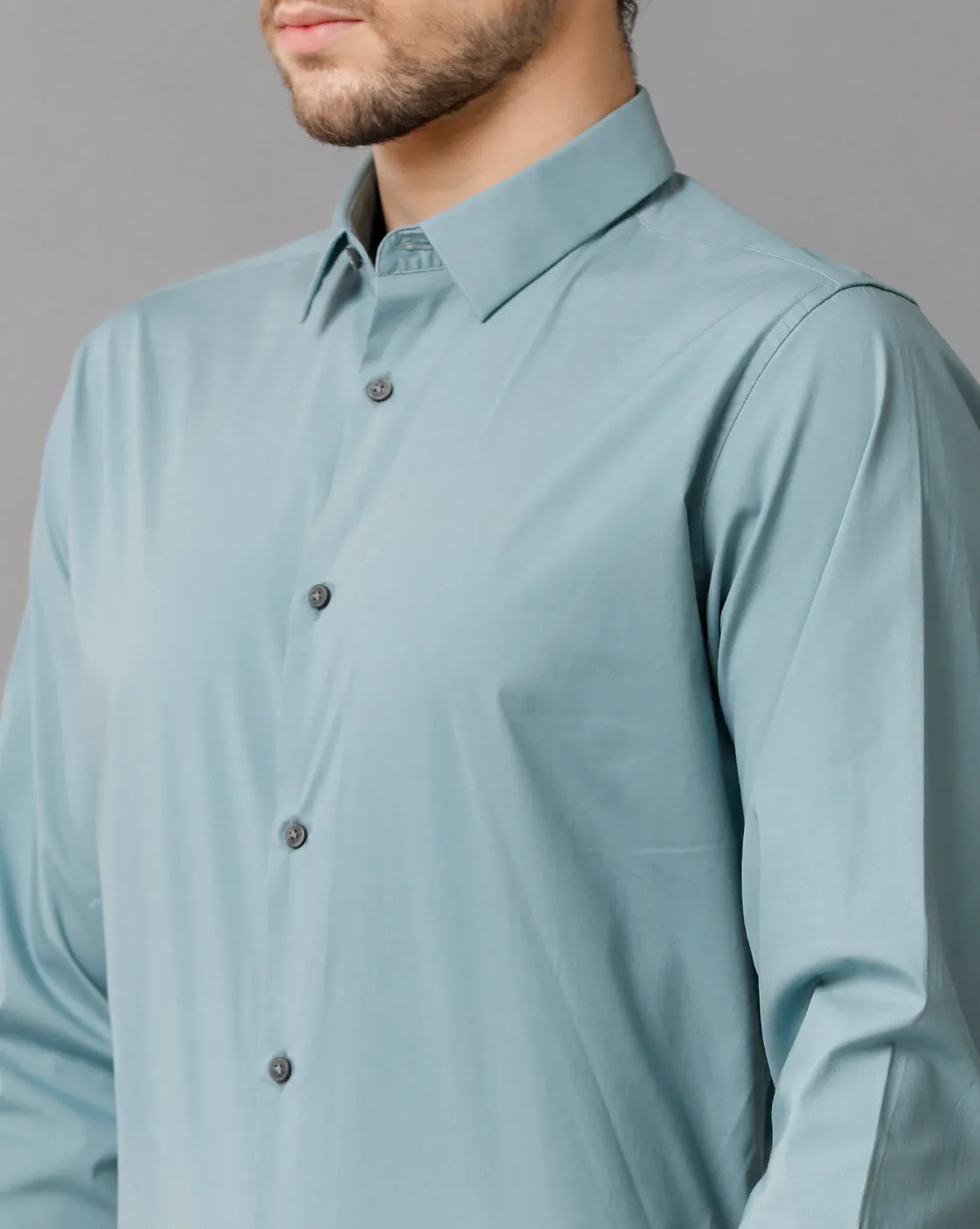Men' Poplin Stretch Smoke Blue Shirt
