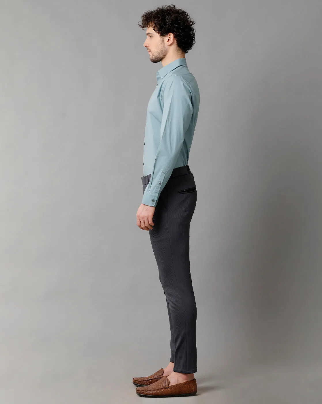 Men' Poplin Stretch Smoke Blue Shirt