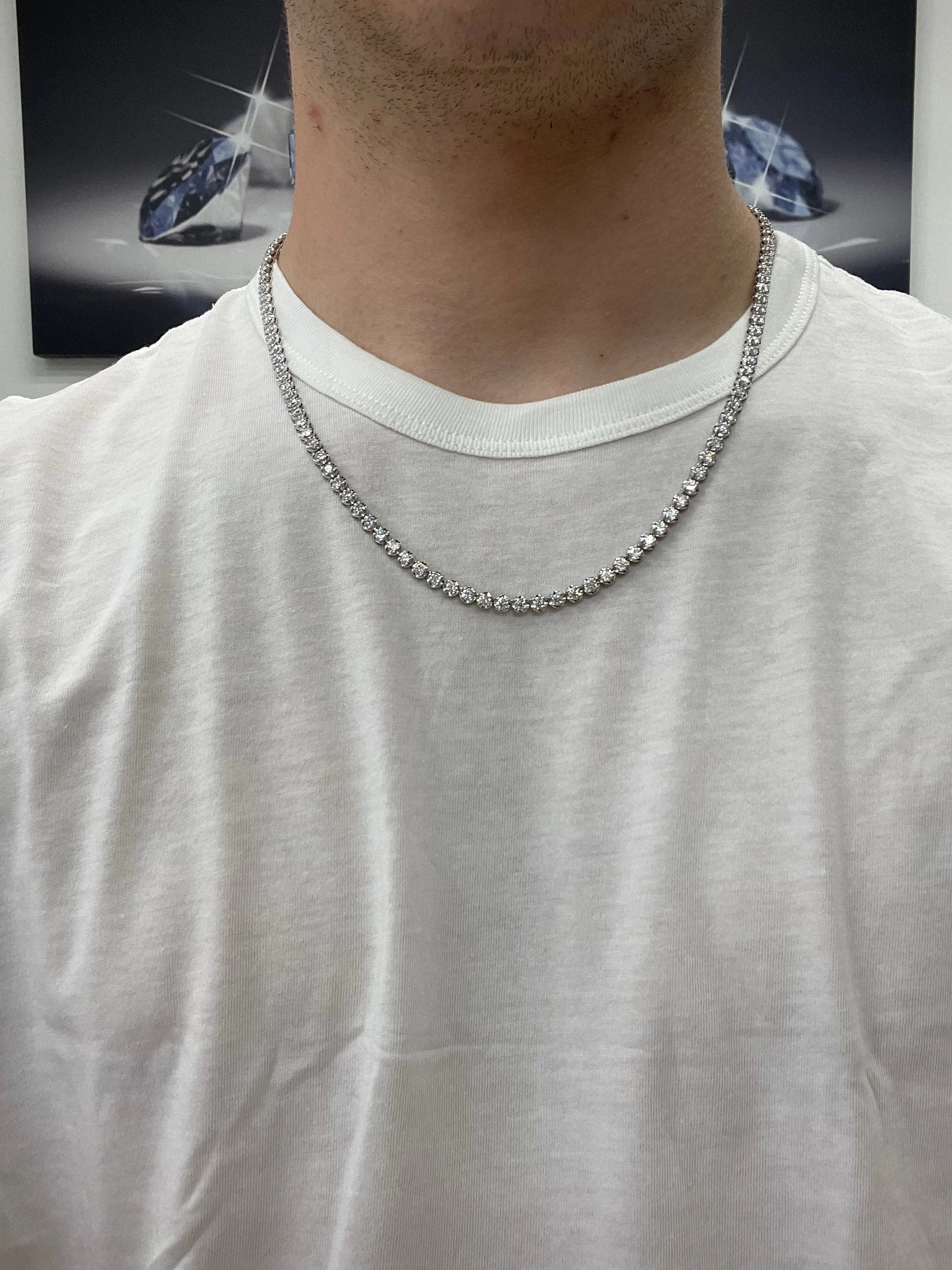 Men's 15 Carat Tennis Chain Solid Gold