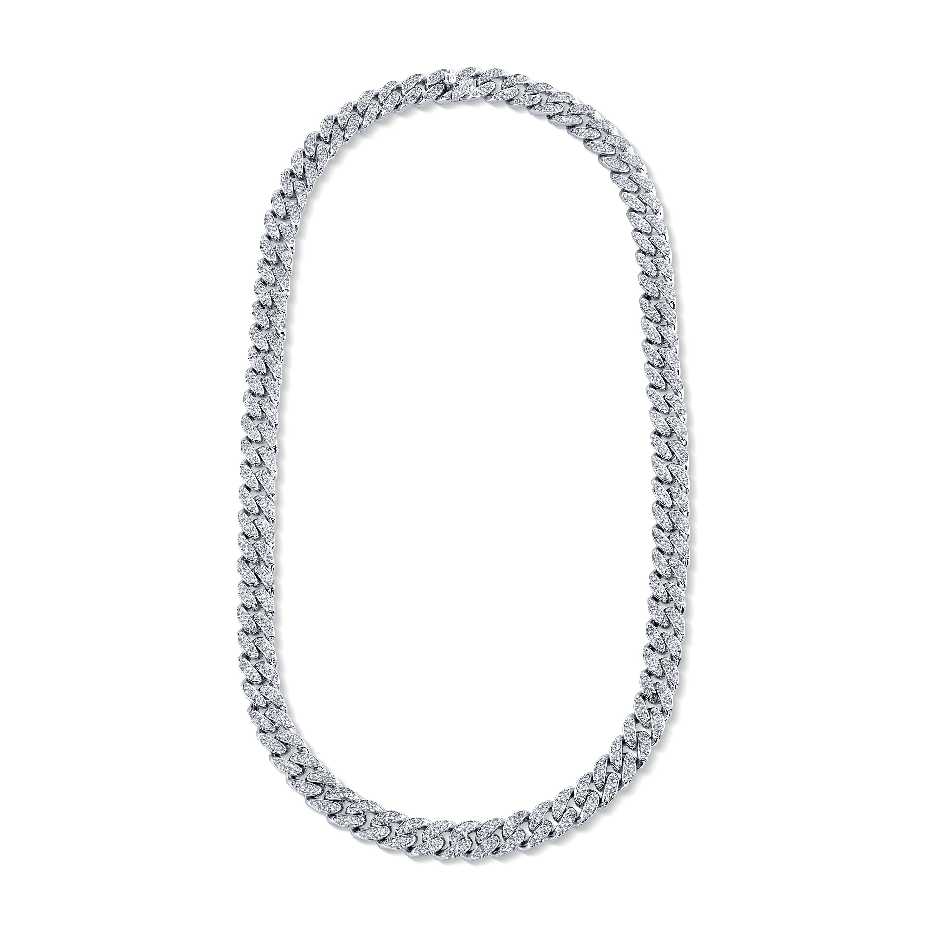 MEN'S DIAMOND PAVE FLAT LINK NECKLACE