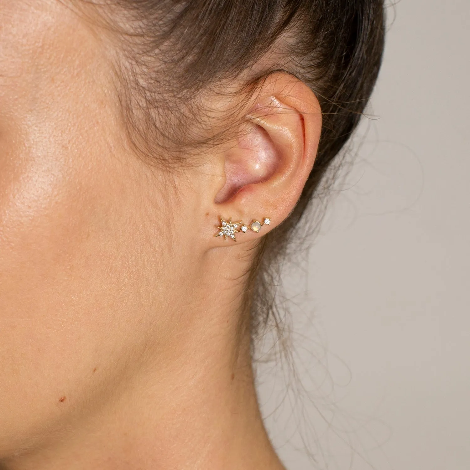 Mini Pave North Star Stud Earrings