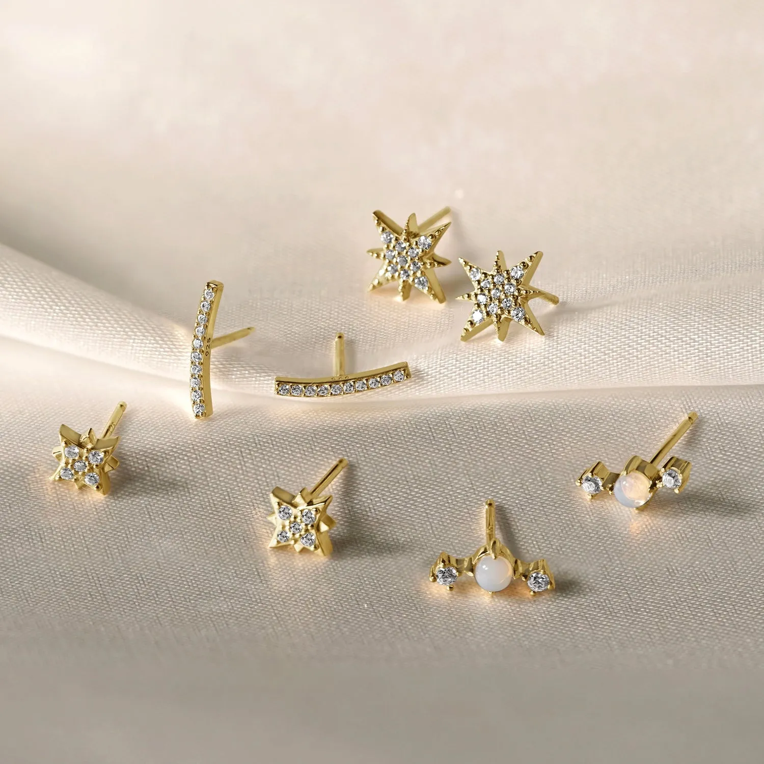 Mini Pave North Star Stud Earrings