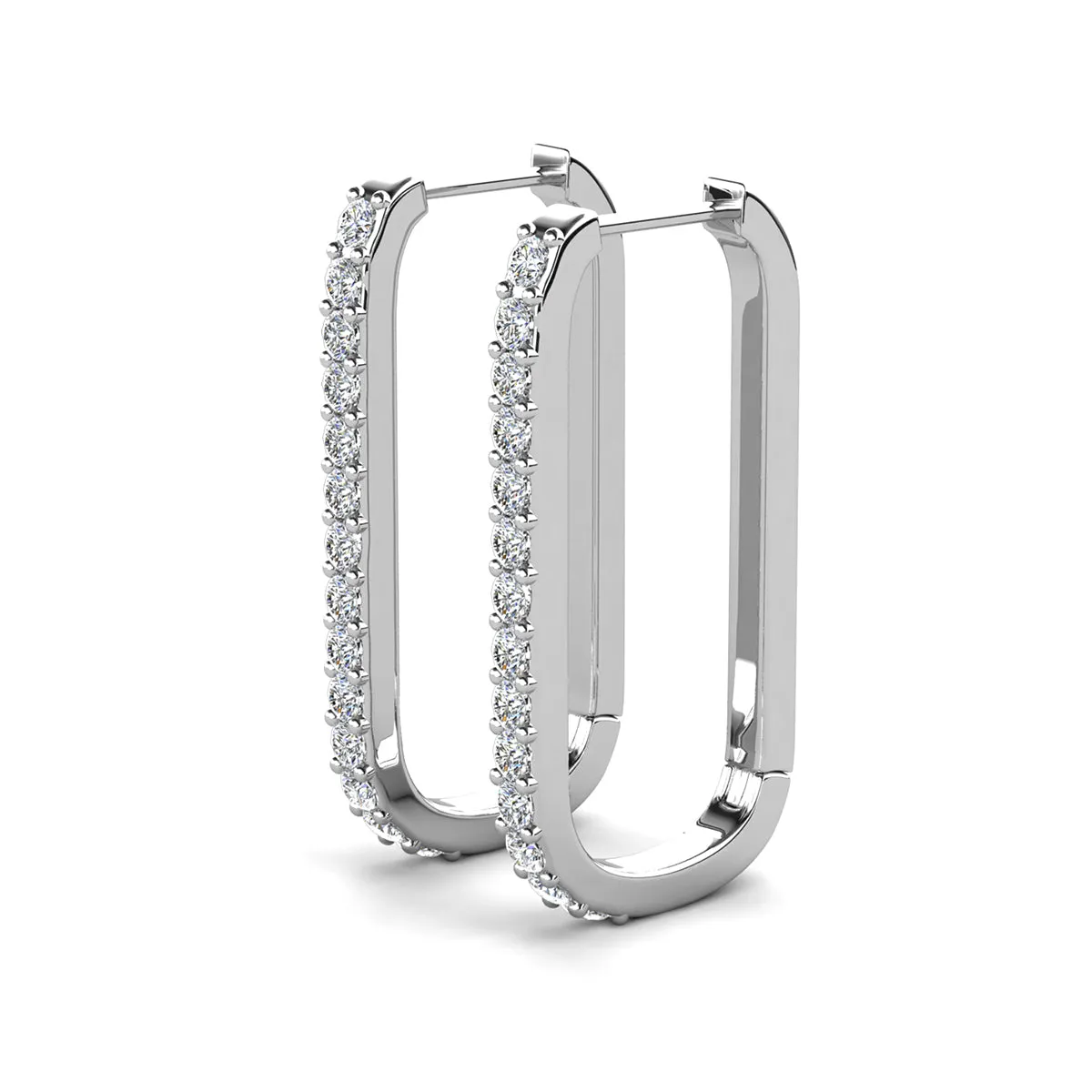 Nadia 18k White Gold Plated Crystal Hoop Earrings