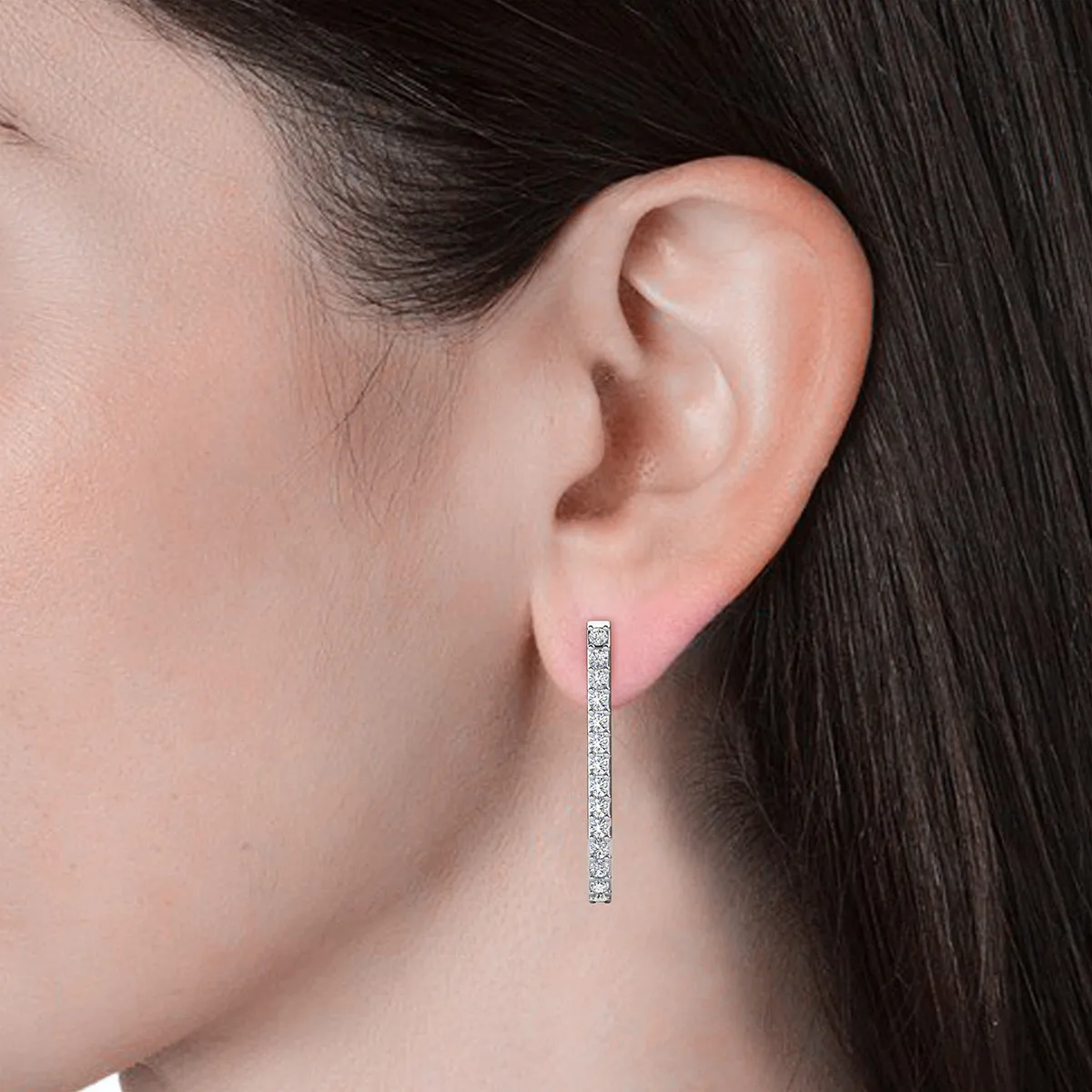Nadia 18k White Gold Plated Crystal Hoop Earrings