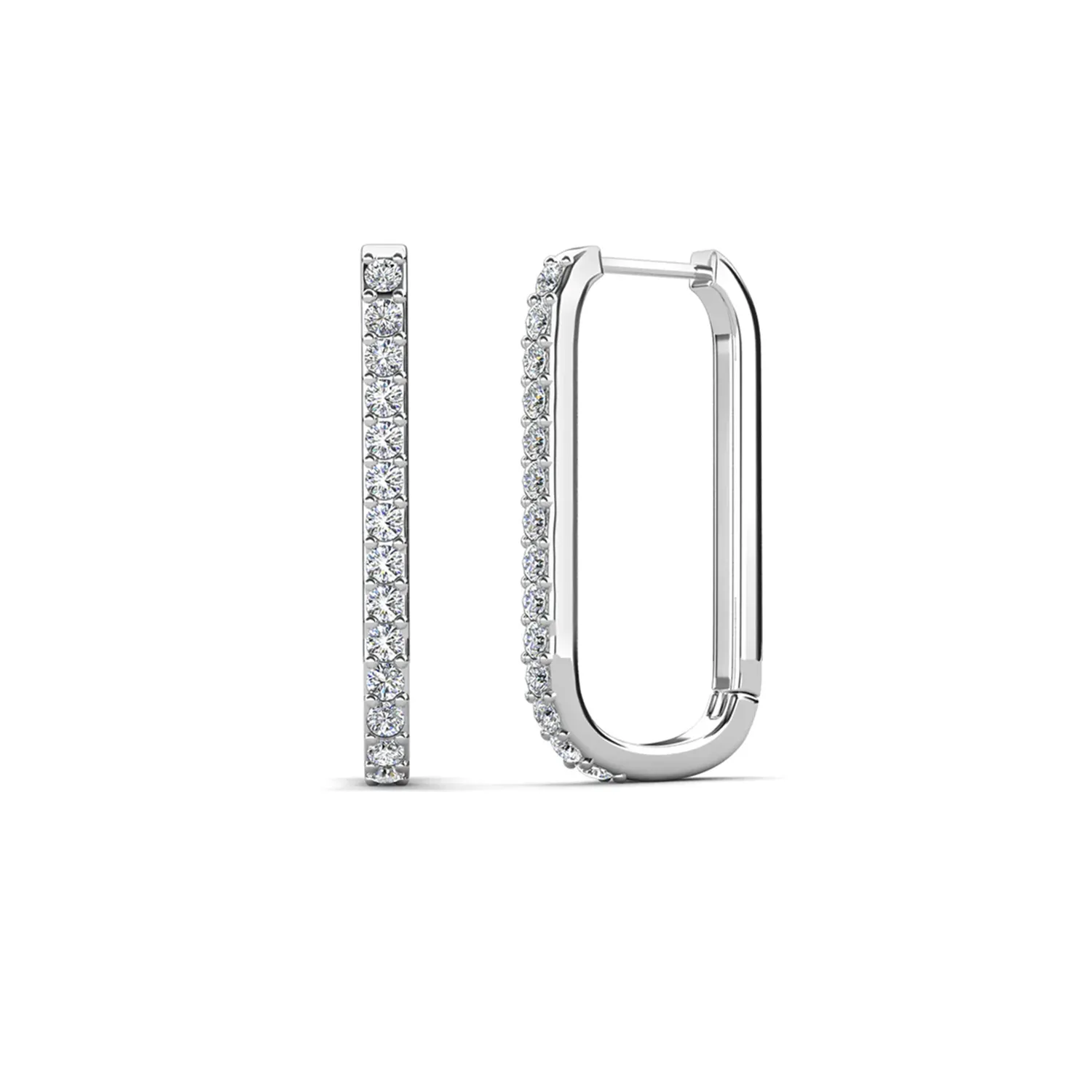 Nadia 18k White Gold Plated Crystal Hoop Earrings
